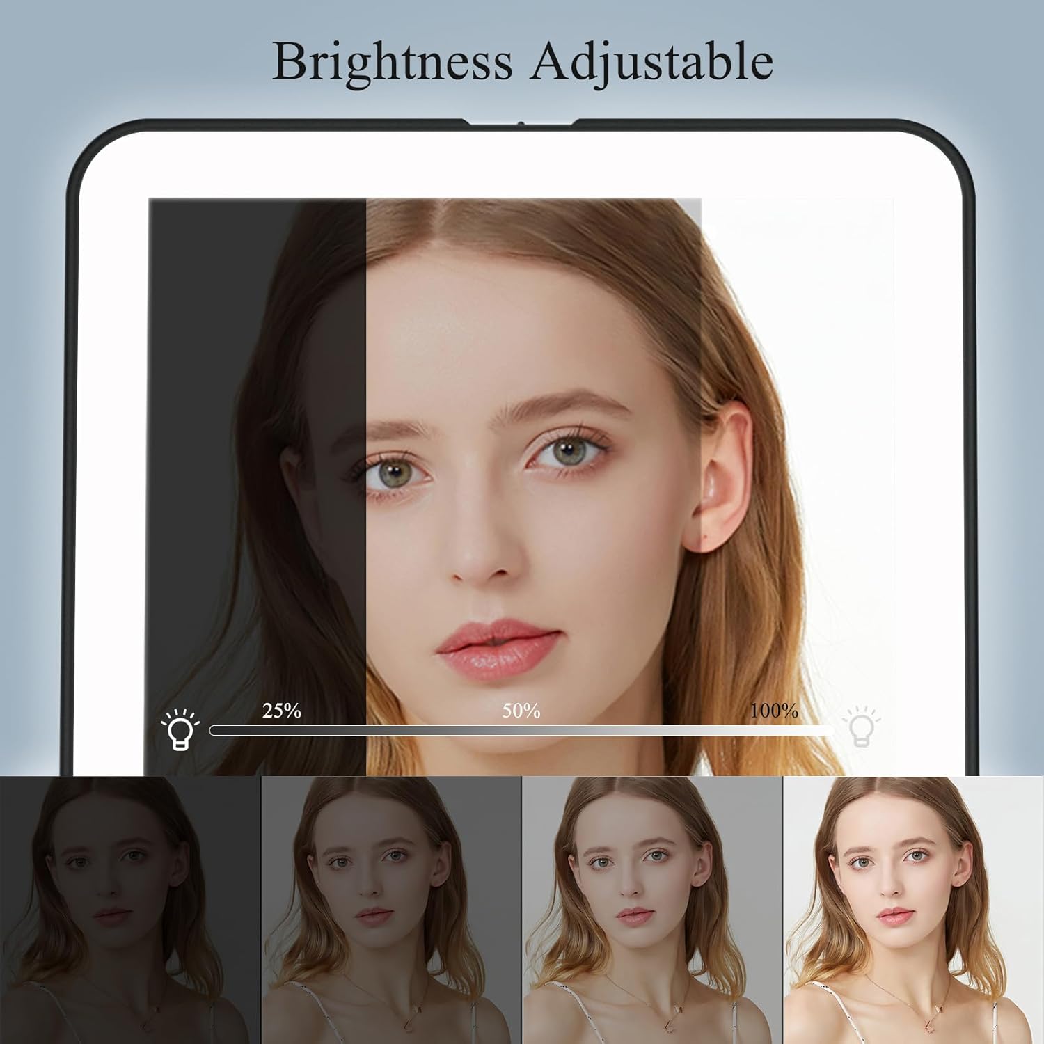 FUNTOUCH Rechargeable Travel Makeup Mirror with 72 Led Lights
