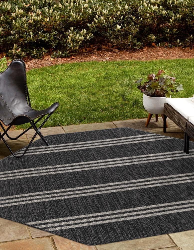 Unique Loom Outdoor Collection Area Rug - Anguilla (9' x 12' Rectangle, Blue/ Ivory)
