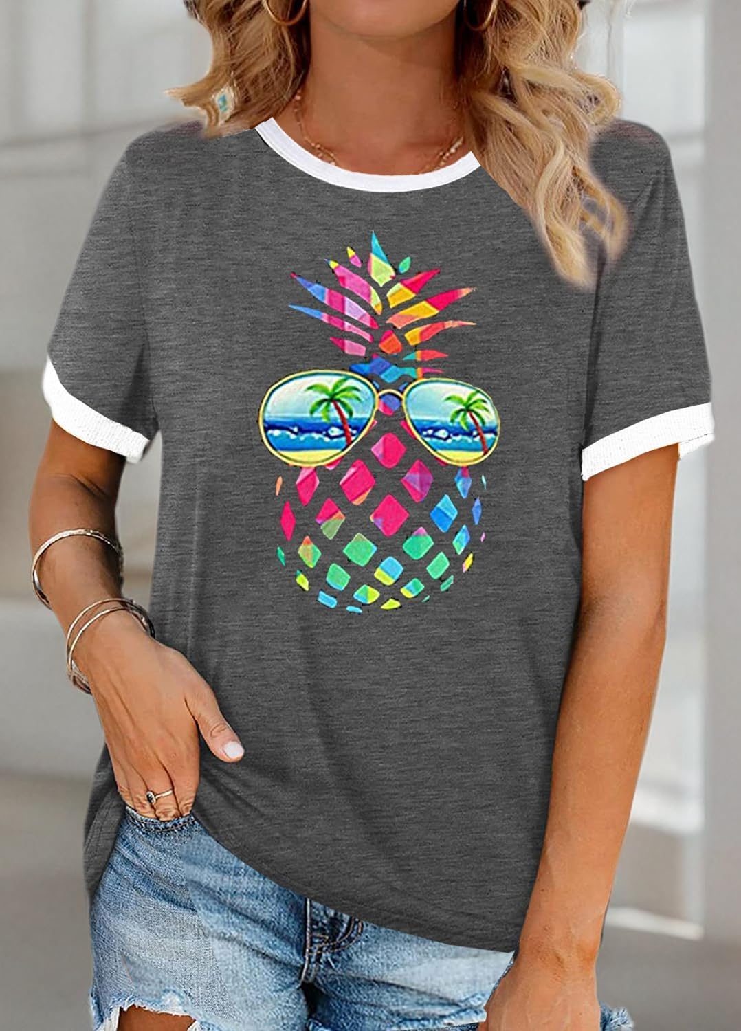 YEXIPO Graphic Tees for Women Short Sleeve Summer Tops Casual Cute T Shirts