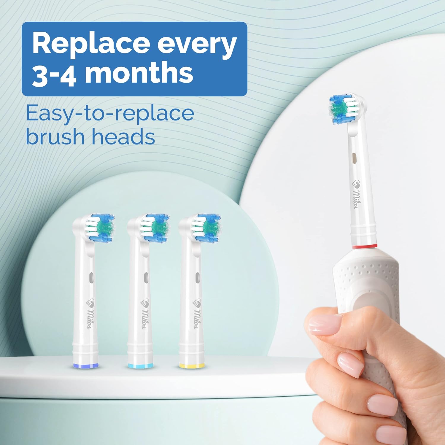 Toothbrush Head Compatible with Oral B - 16 Pack Milos Replacement Electric Toothbrush Heads Deep and Precise Cleaning Brush Heads Toothbrush Heads