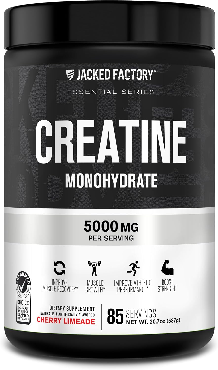Jacked Factory Creatine Monohydrate Powder 425g - 5g Daily Micronized Creatine Monohydrate for Men and Women, Vegan-Friendly