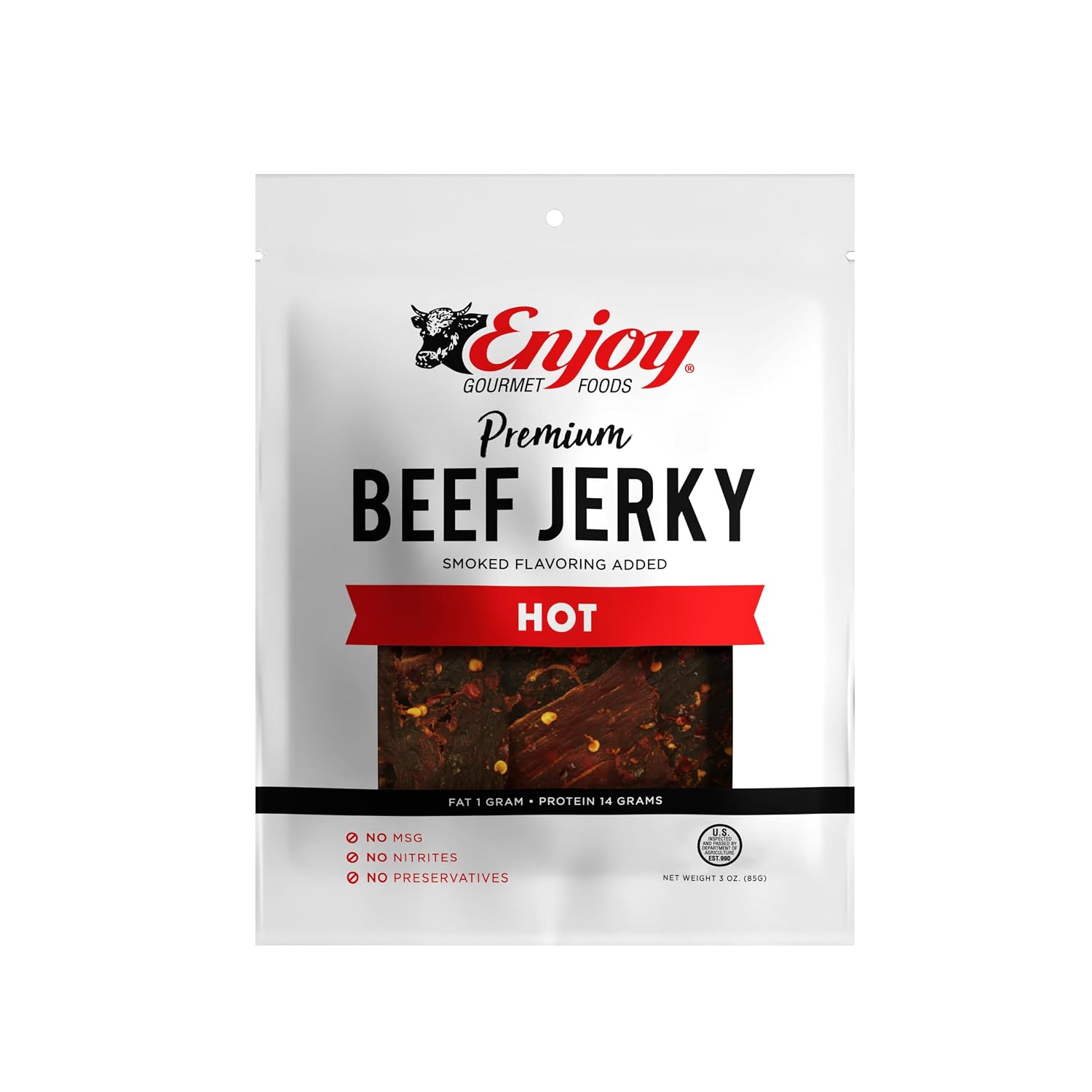Enjoy Peppered Beef Jerky 8 oz (Pack of 1) | High Protein | No Nitrites