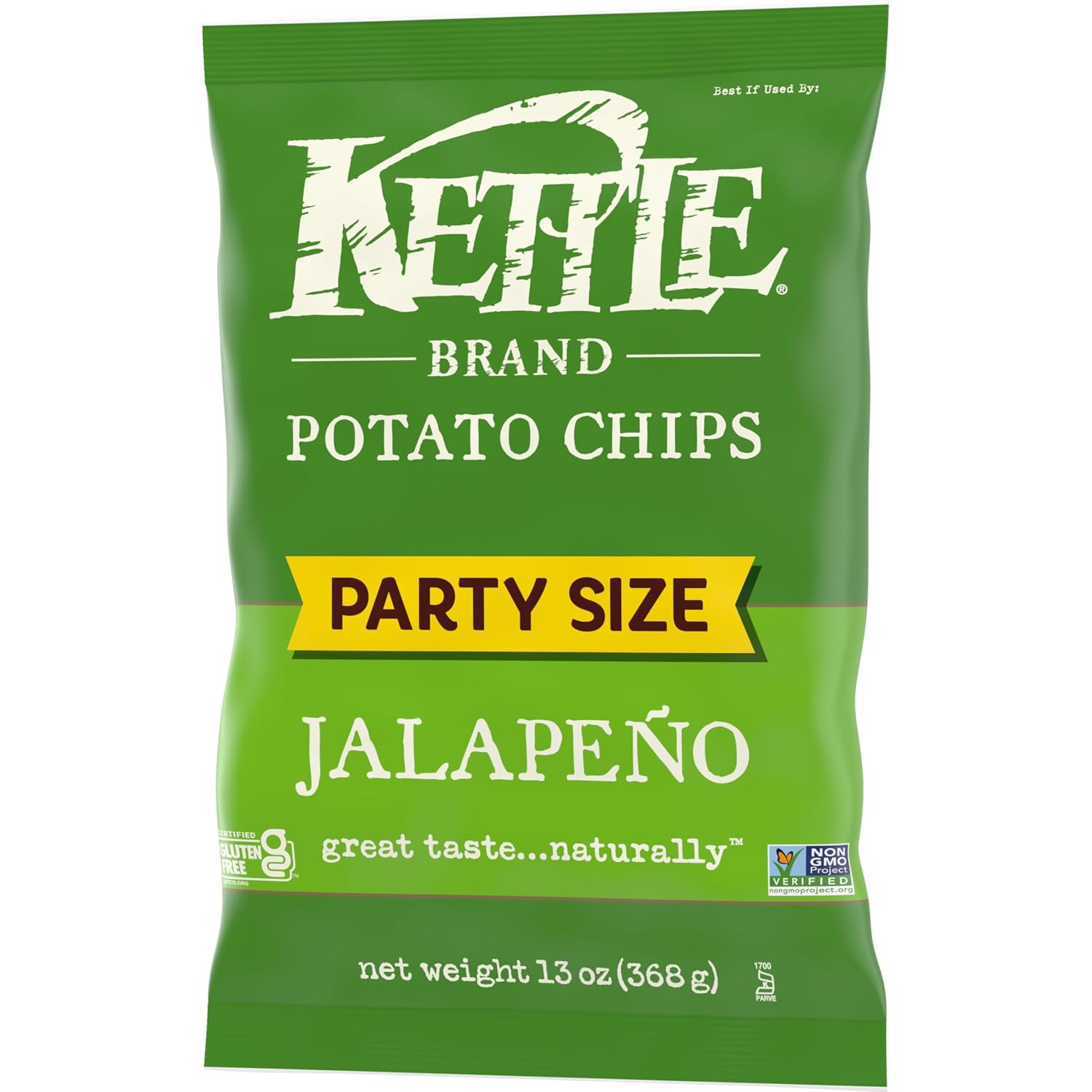 Kettle Brand Potato Chips, Jalapeno Kettle Chips, Party Size, 13 Oz