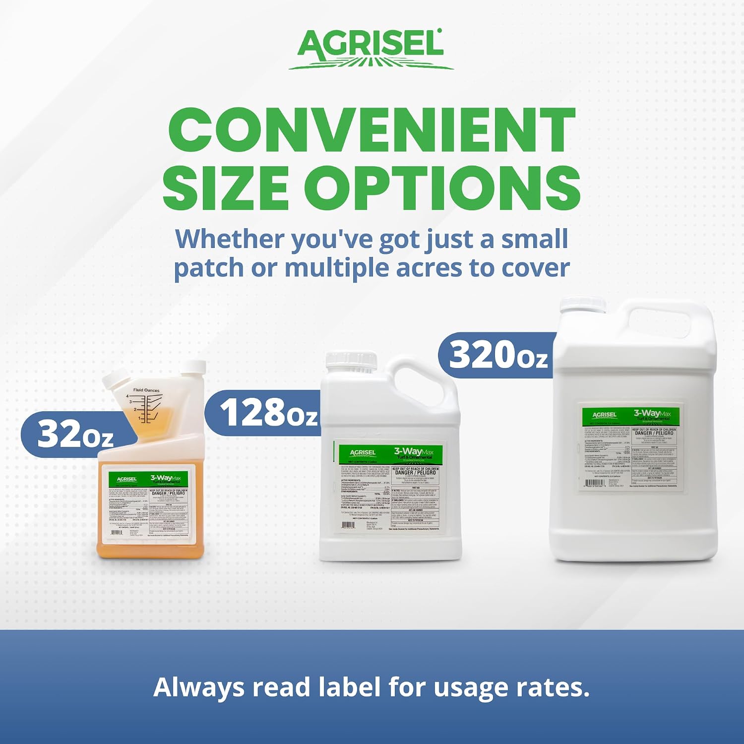 Agrisel 3 Way Max Weed Killer, Eliminate 50+ Weeds, Pet Safe, 128 Ounces | Safe on Grass, Weed Spray, Low Odor, Easy Mixing