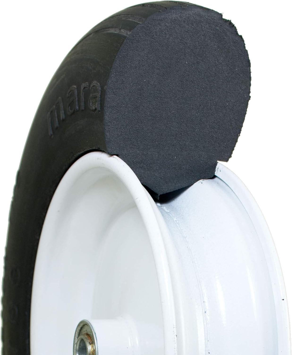 Universal Fit, Flat Free Wheelbarrow Tire and Wheel Assembly with Adapter Kit, black