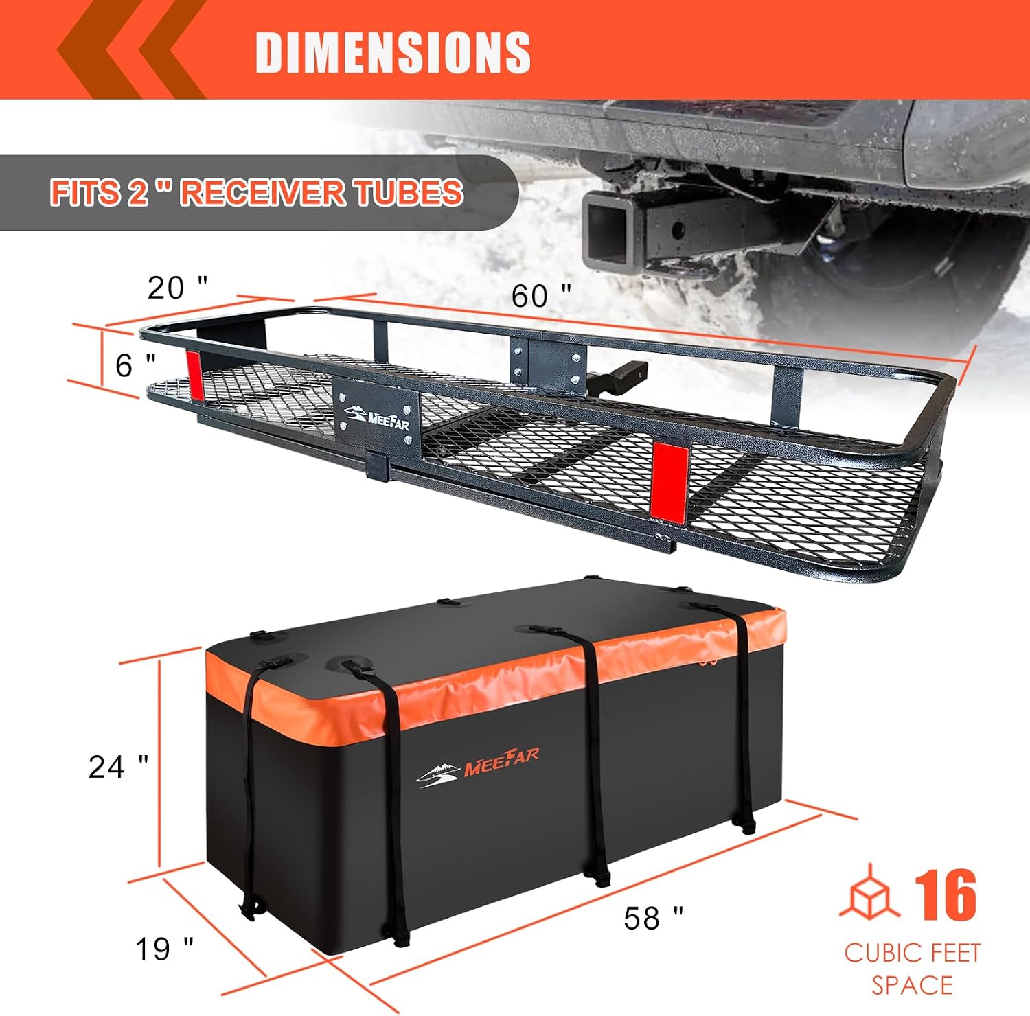 Roof Rack Rooftop Cargo Carrier Basket 65"*39"*6"+Waterproof Bag 20 Cu.Ft. | Roof Basket include Cargo Net with Hooks,Ratchet Straps,Combination Lock|200 Lbs Capacity,Universal Rooftop Large Roof Rack