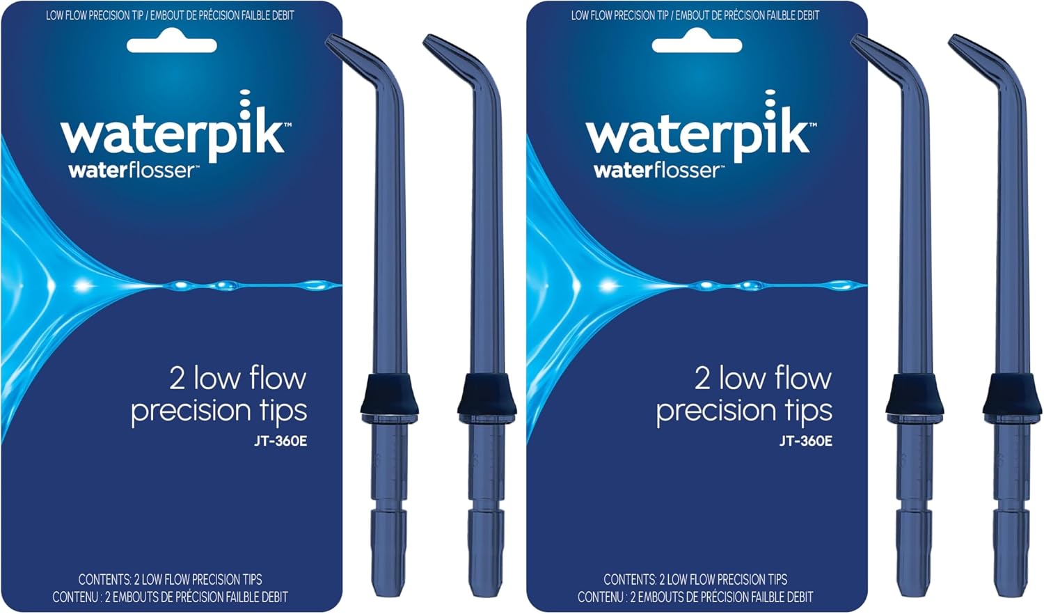 Waterpik Handheld Water Flosser Low-Flow Replacement Tips, 2 Count JT-360E | Genuine Waterpik Brand Precision Refill Nozzles Heads for Every Day Gum Health, Blue, Replace Every 6 Months