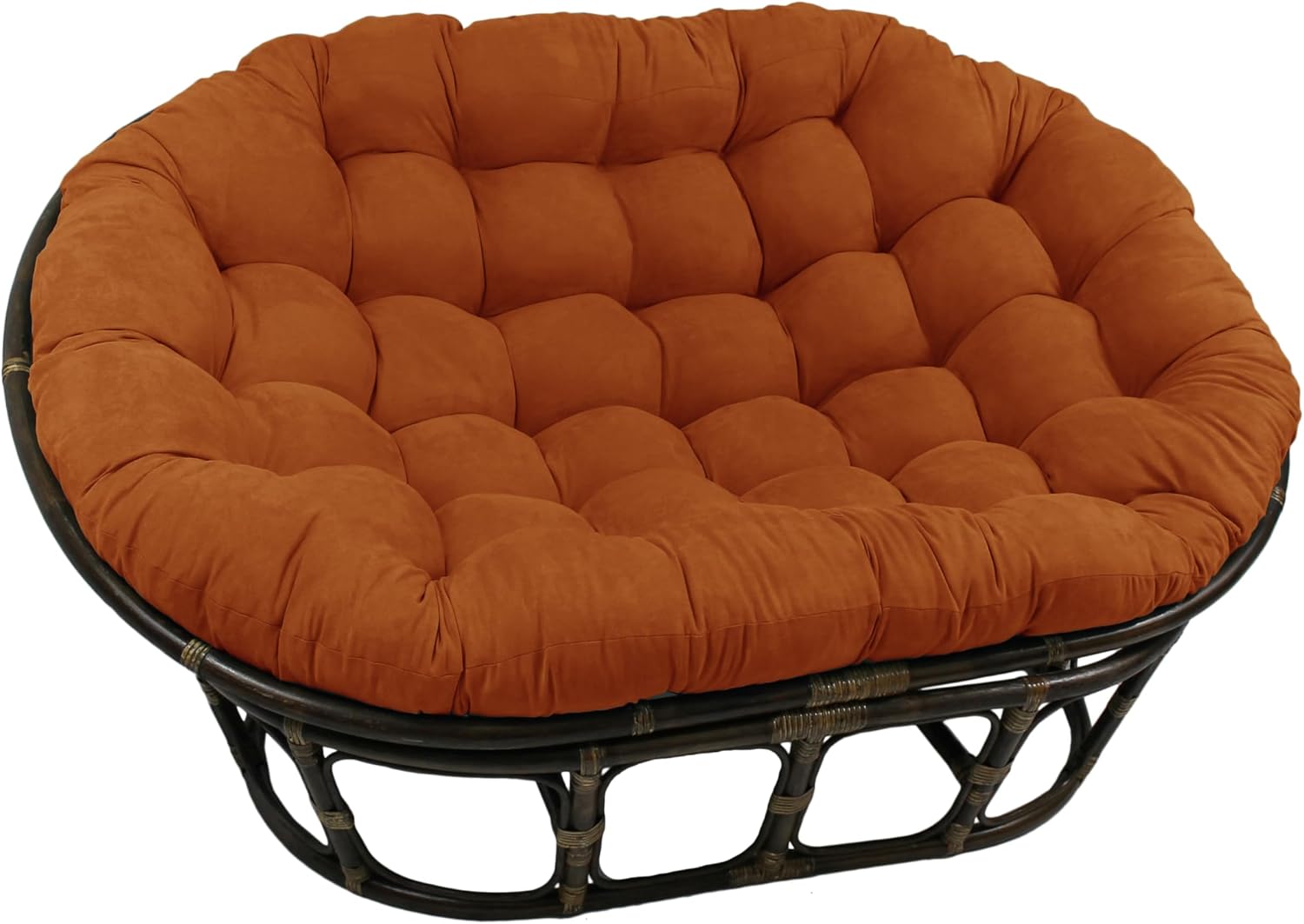 Blazing Needles Solid Microsuede Double Papasan Chair Cushion, 58" x 6" x 78", Black