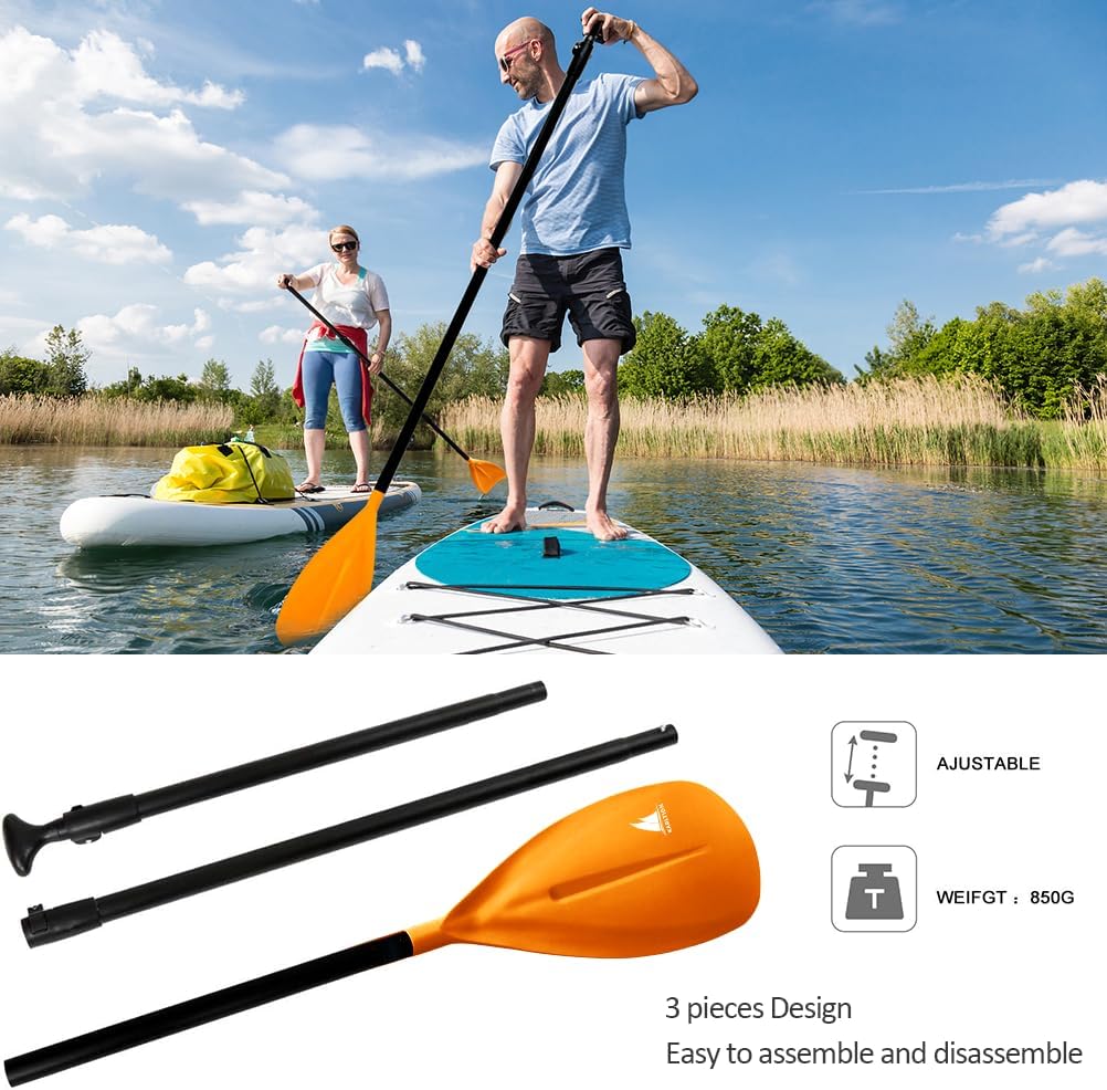 Karltion SUP Paddle - 3-Piece Adjustable Aluminium SUP Paddle with Glass Fiber Blade for Surfing, Floating, Water Sports