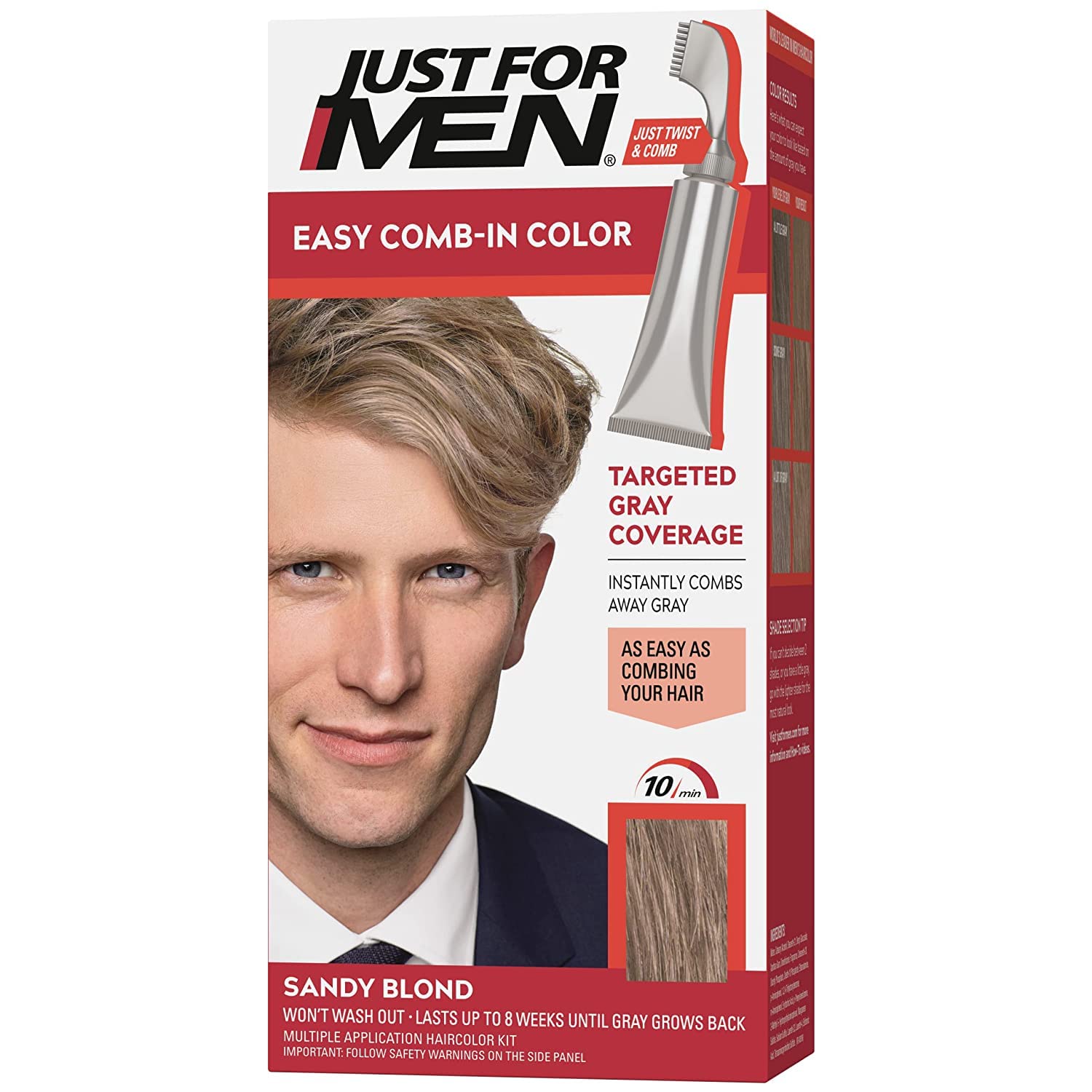 JUST FOR MEN Easy Comb-In Color, No-Mix, Light Brown A-25 (1 Pack) | Easy Comb-In Color light brown patented no-mix formula instantly combs away gray. Targeted gray coverage. Easy application.