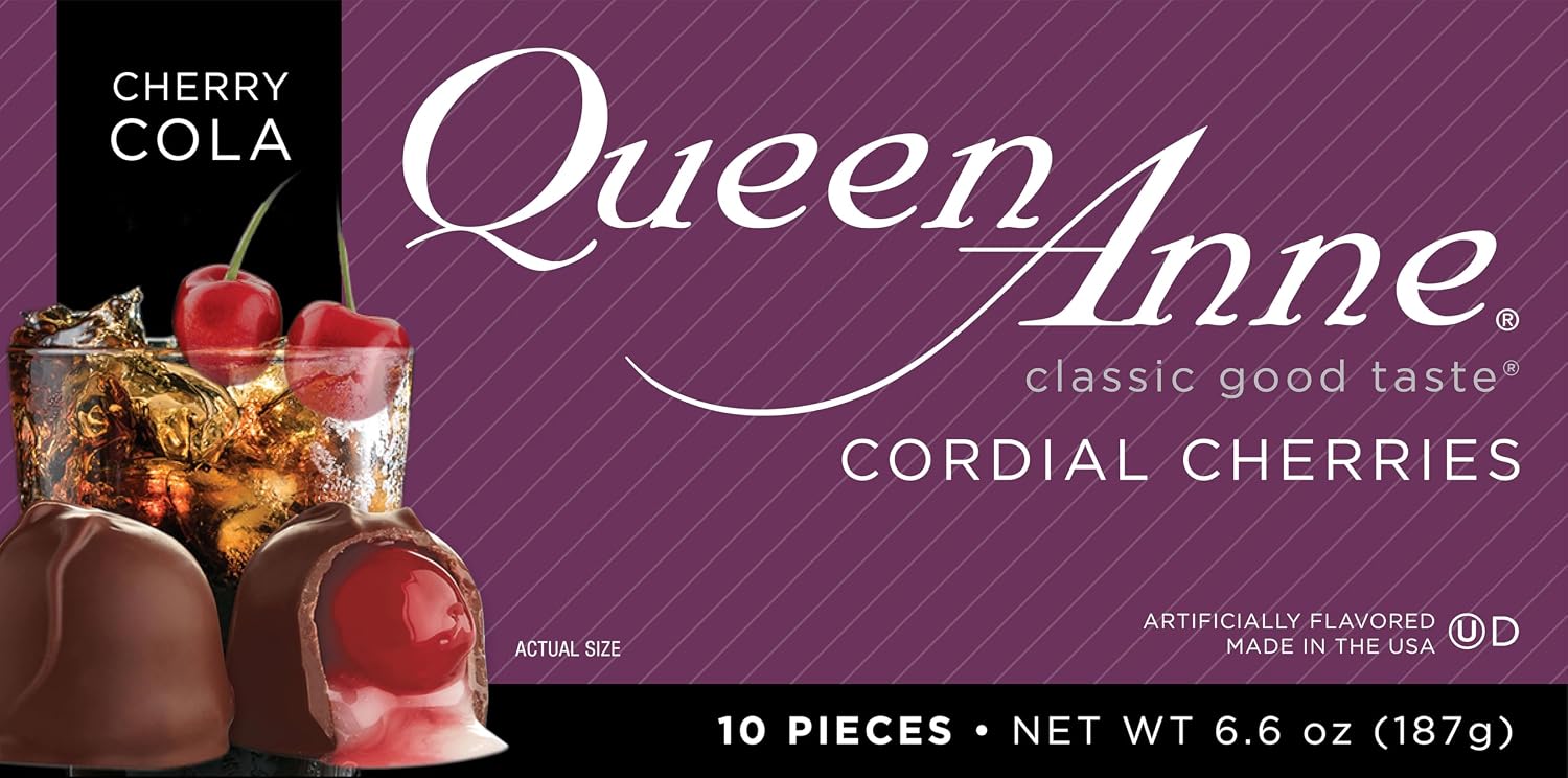 Queen Anne French Vanilla Chocolate Covered Cordial Cherries | 6.6 oz | 10 Piece Gift Boxes | Whole Maraschino Cherry Creamy Filled Liquid Center | Holiday Party Chocolate Candy
