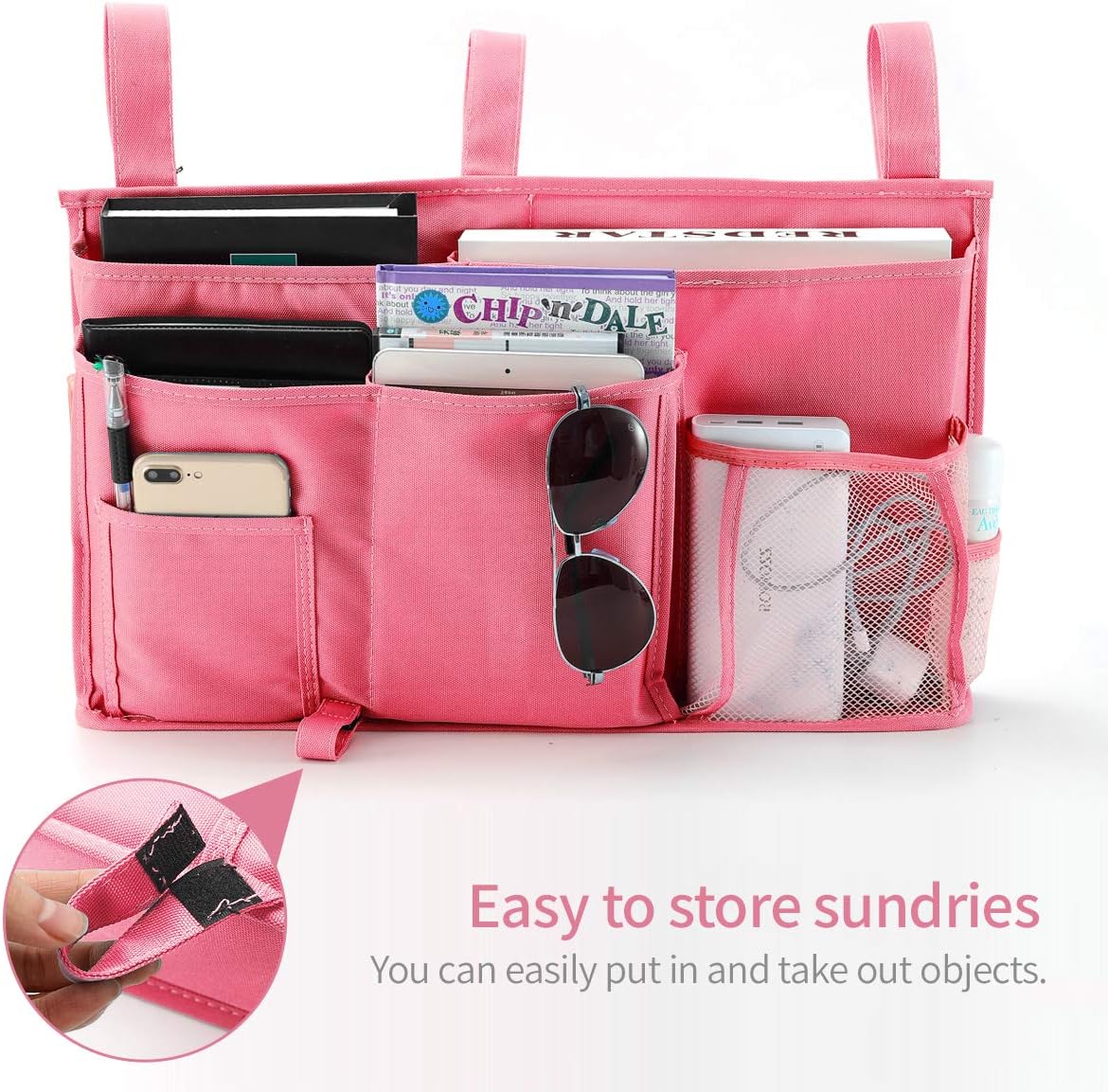 Bseash Bunk Bed Organizer, Bedside Caddy Hanging Bed Organizer Storage Bag 8 Pockets, for College Dorm Rooms Bed, Hospital Bed, Baby Bed Rails