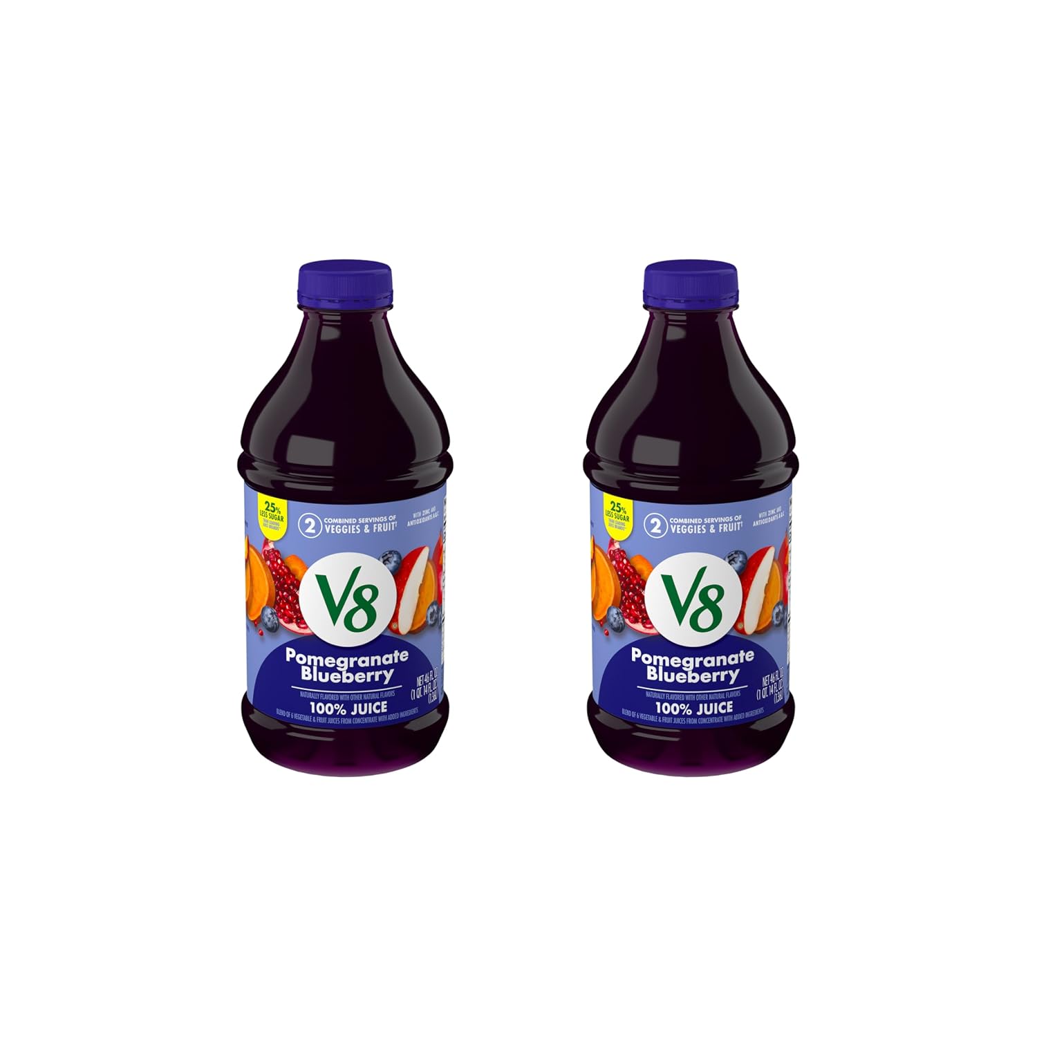 V8 Blends 100% Juice Pomegranate Blueberry Juice, Fruit and Vegetable Juice Blend, 46 Fl Oz Bottle