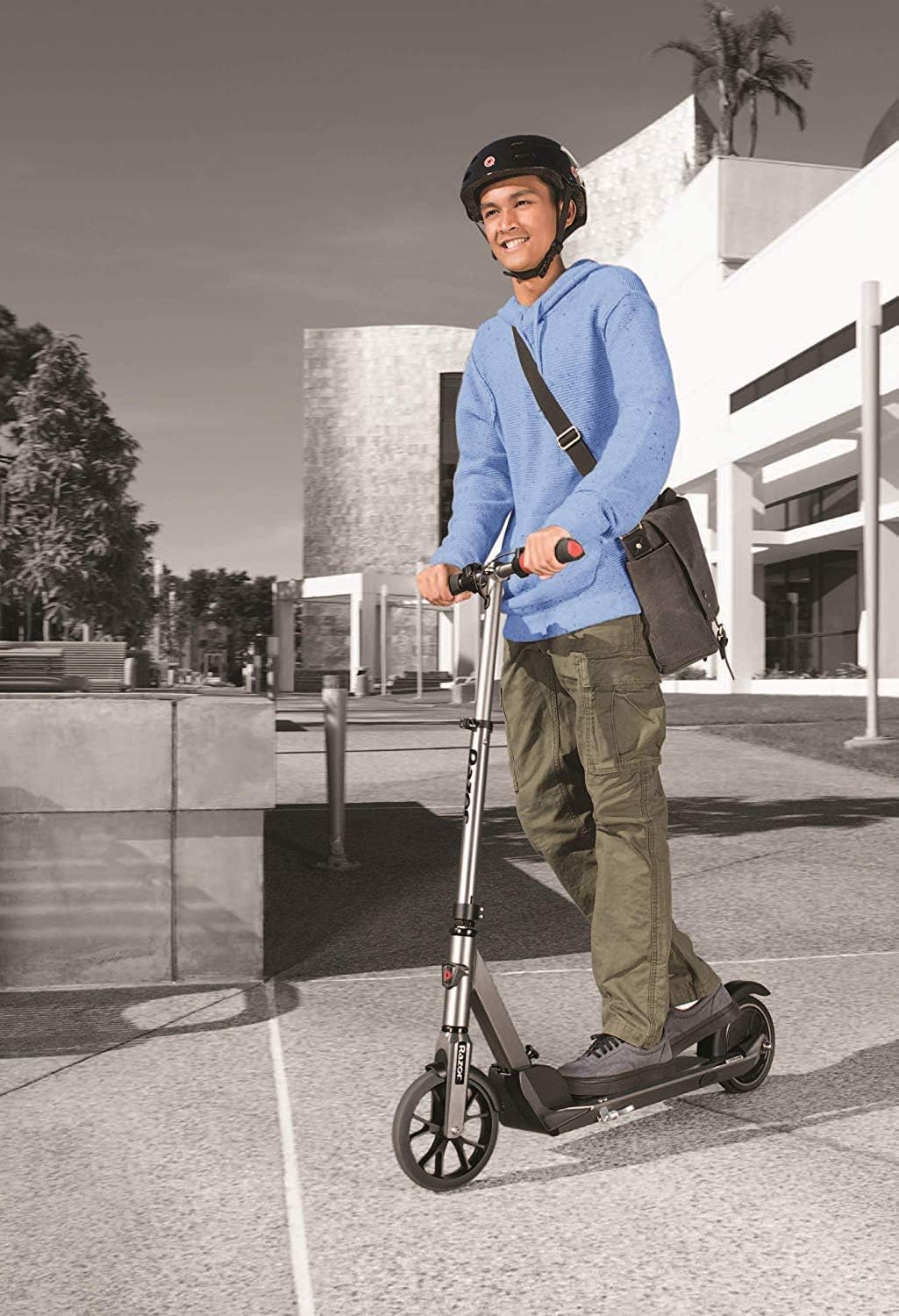 Razor E Prime Adult Electric Scooter - Up to 15 mph, 8" Airless Flat-free Tires, Rear Wheel Drive, 250W Brushless Hub Motor