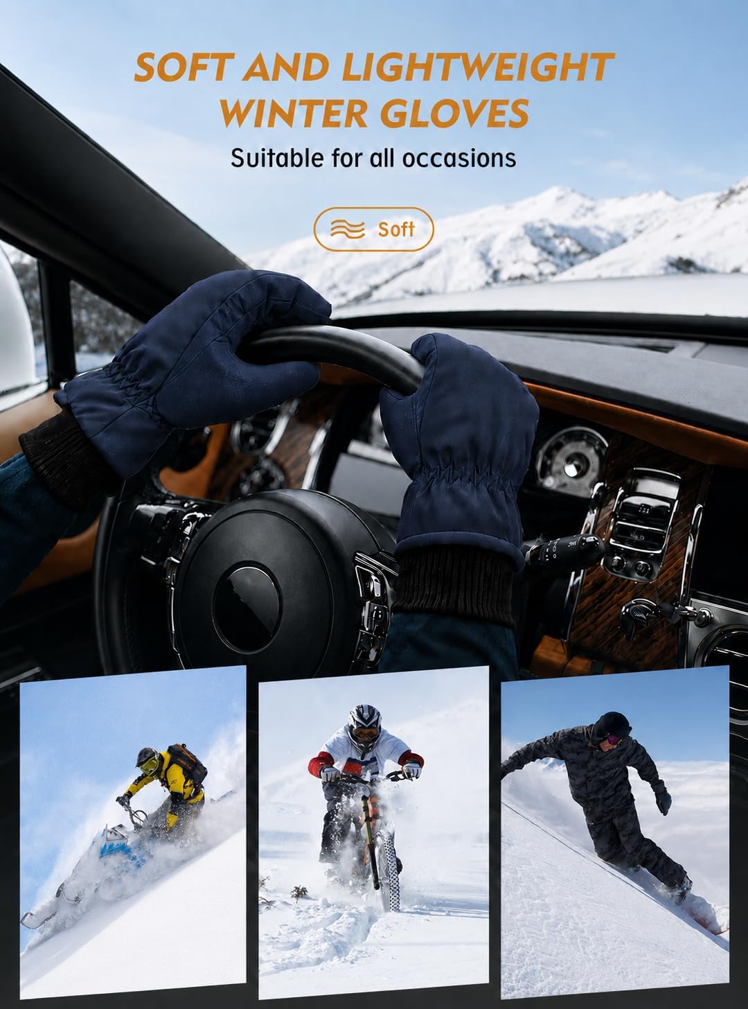 TRENDOUX Winter Gloves for Men Warm: 3M Thinsulate -20℉ Windproof Waterproof Ski Women Glove with Touchscreen Thermal Lining Anti-Slip for Work