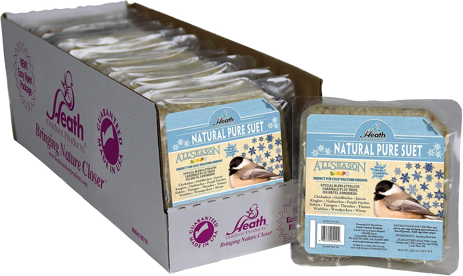 Heath Outdoor Products DD-10 Natural Pure Suet Cake, Case Of 12 , 11.25-Ounce