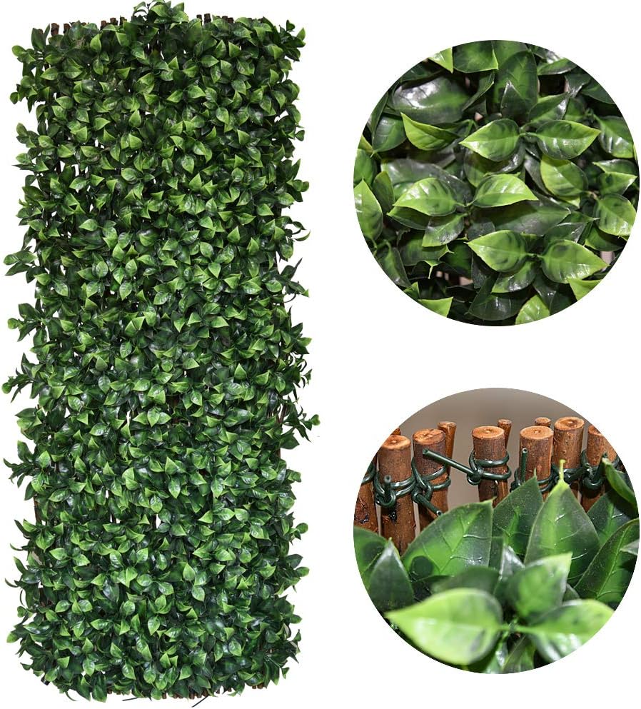 Expandable Fence Privacy Screen for Balcony Patio Outdoor,Decorative Faux Ivy Fencing Panel,Artificial Hedges (Single Sided Leaves)……