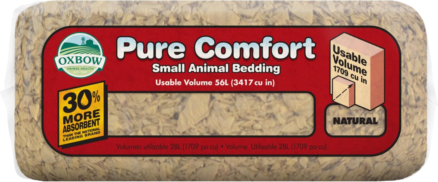 Oxbow Small Animal Bedding, Hamster, Guinea Pig, Rabbit, White, USA, 36 L | Pure Comfort, Hamster Bedding, Guinea Pig Bedding, Low Dust, Virgin Paper, Litter Box, Bunny, Rats, Gerbils, Chinchillas