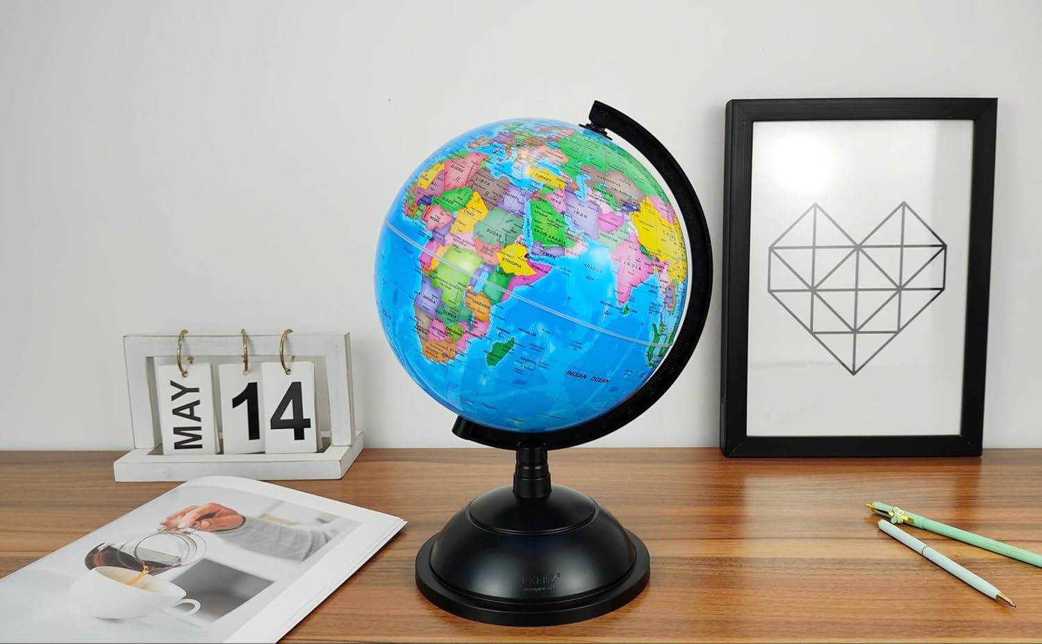 EXERZ 8" World Globe - Political Map Educational Earth Globe - English