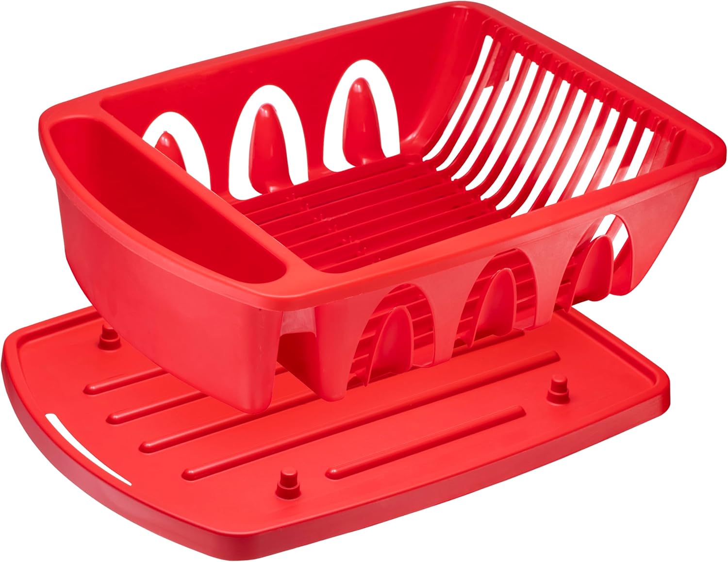 Tribello Sink Dish Drying Rack, Heavy Duty Hard Plastic Drying Rack, Dish Drainer for Kitchen Counter with Drainboard Set