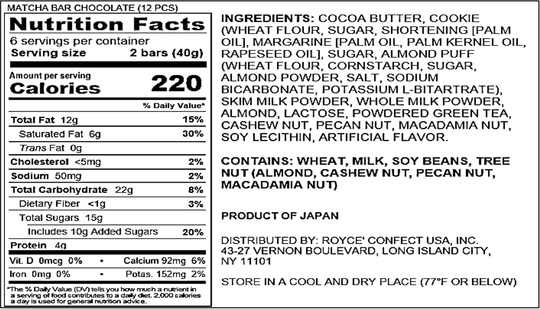 ROYCE' Nut Bar Chocolate - Chocolate Bar with Nuts| Gourmet Snack for Gifting & Indulging | Japanese Chocolate Bar from Hokkaido (12 Pieces of Chocolate)