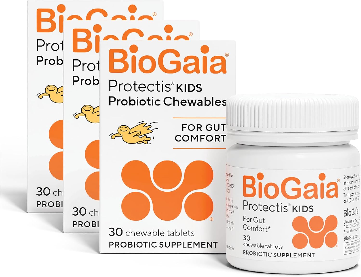 BioGaia Kids Probiotic | Ease Occasional Tummy Discomfort & Constipation | Pediatrician-recommended | Ease Occasional Tummy Discomfort, Gas & Bloating | Promote Regularity | Ages 3+| 30ct