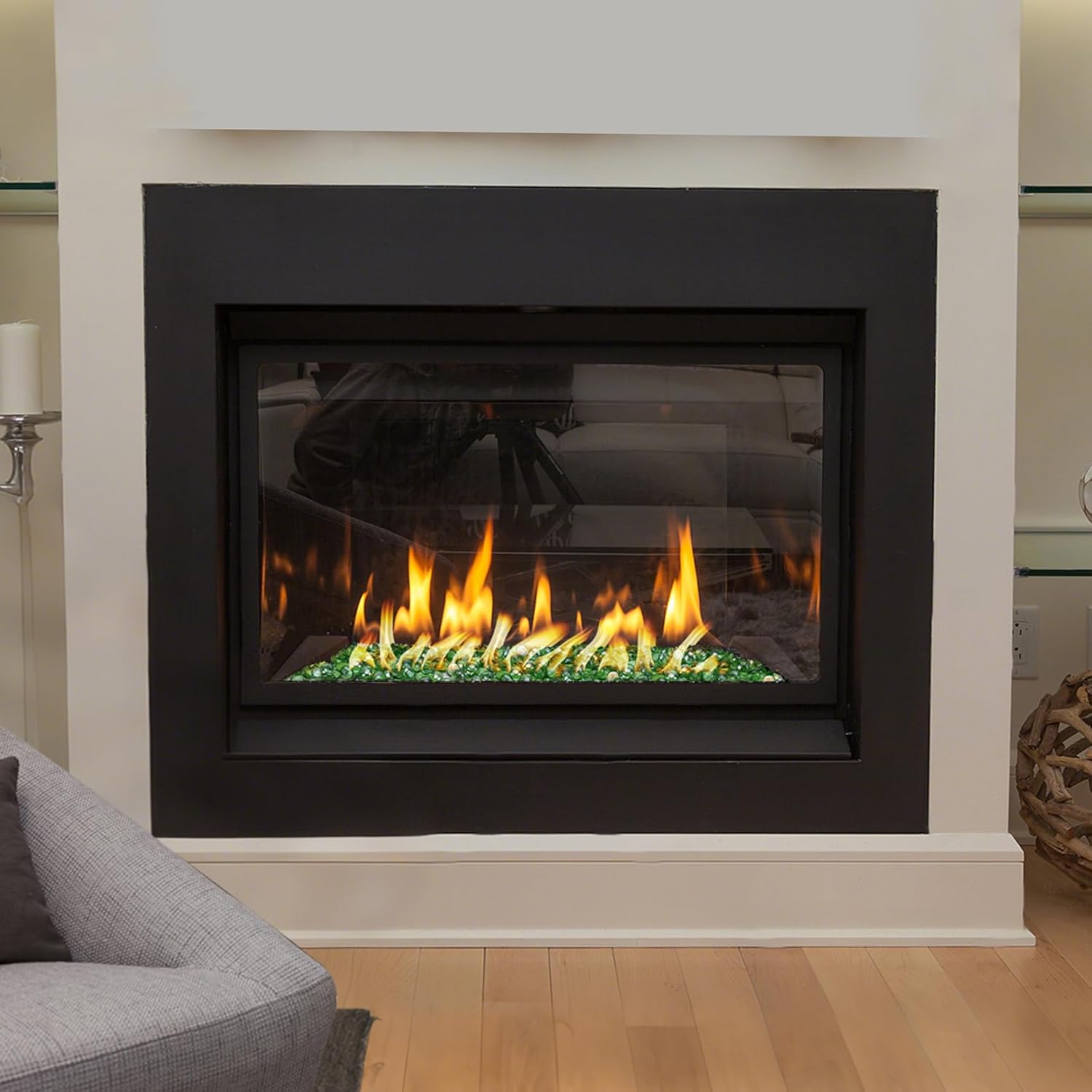 Skyflame 10-Pound Fire Glass Beads for Fire Pit Fireplace, Onyx Black