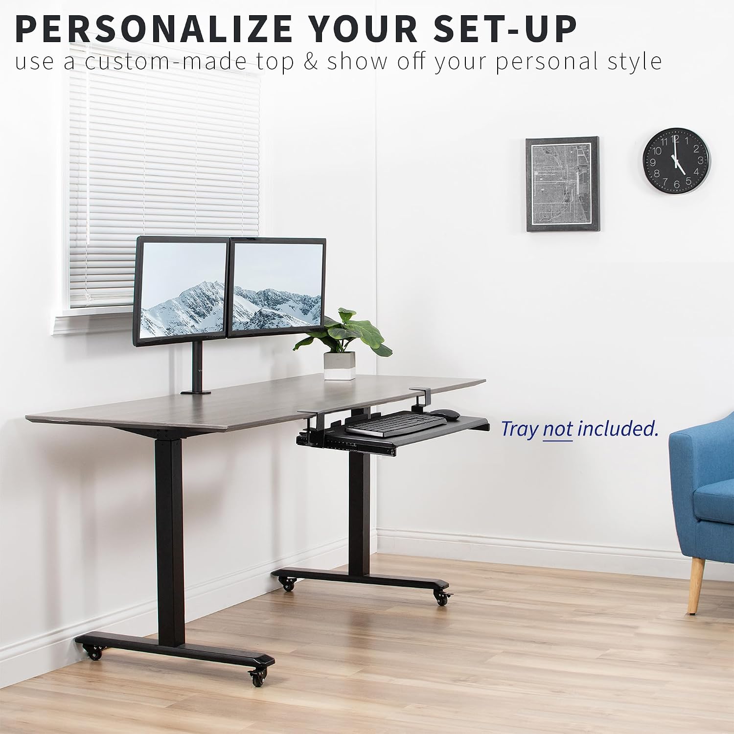VIVO Clamp and 12 inch Rail Set for DIY Custom Wooden Keyboard Trays (Rail Set Only - Tray Not Included)