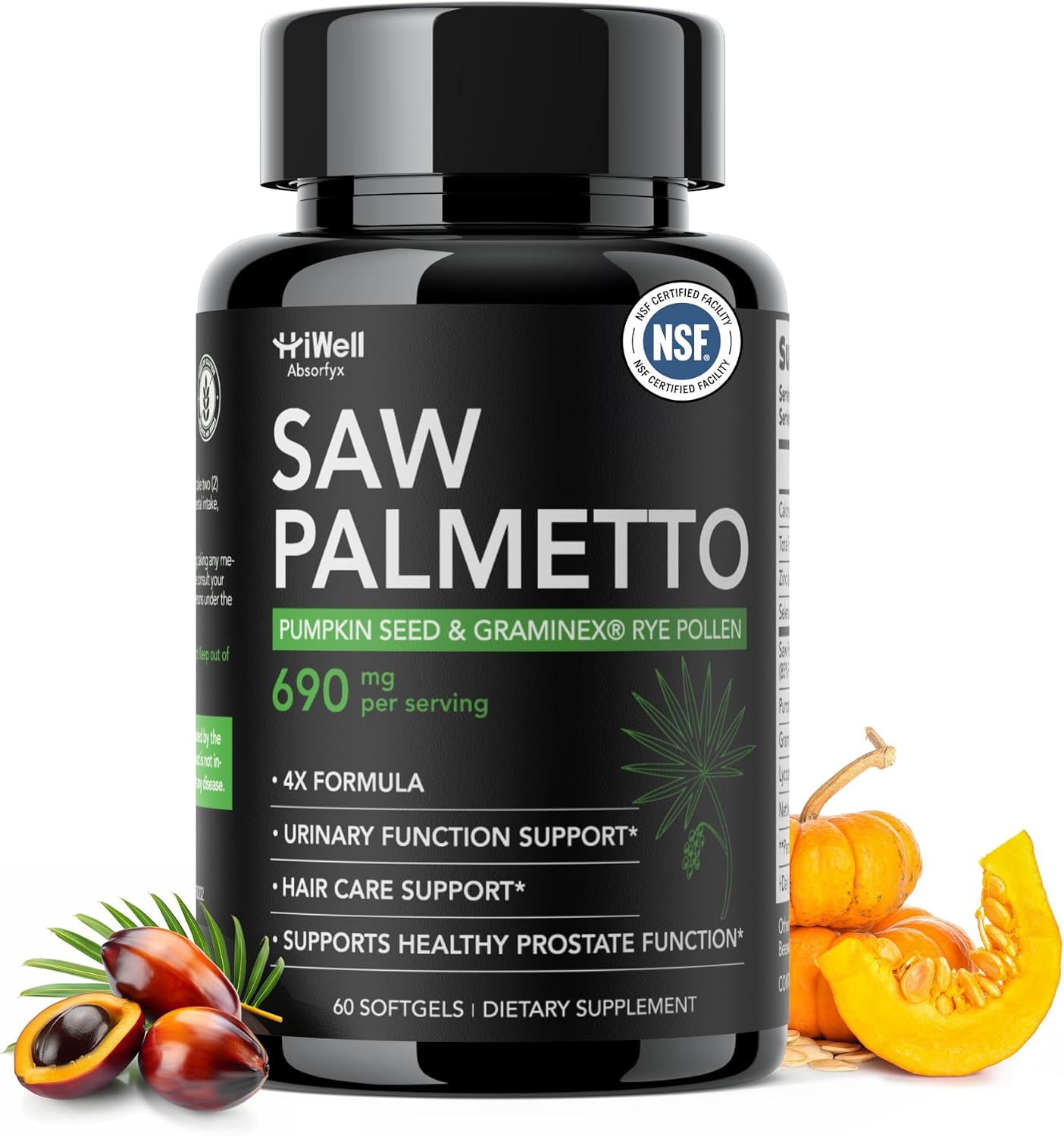 Saw Palmetto for Men Supports Prostate Health 320mg Extract | 100% Oil Extract 85% Fatty Acids Pharmaceutical Grade