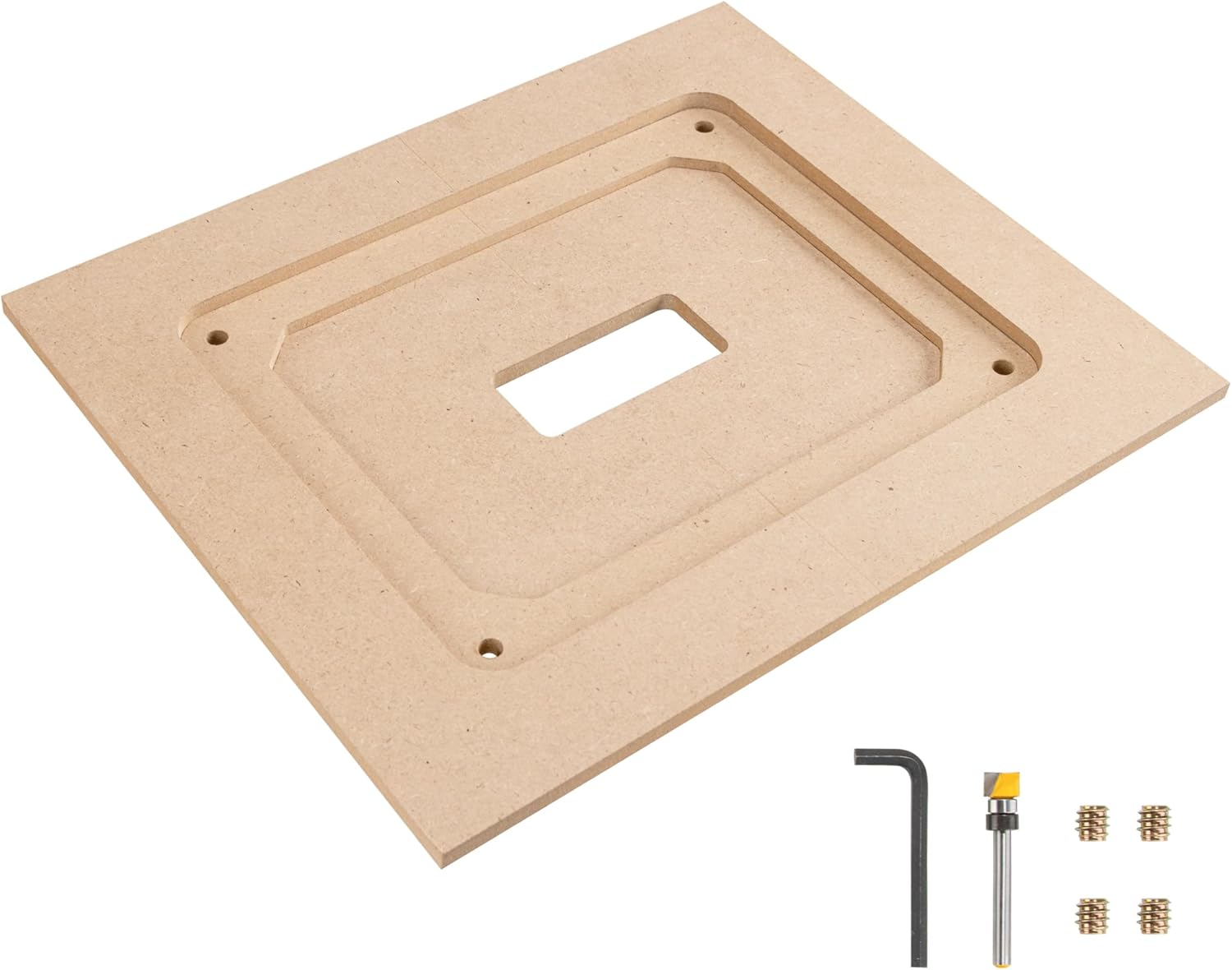 O'SKOOL Router Table Insert Plate Template Kit for 9-1/4" × 11-3/4" Plates | MDF Routing Guides, Router Bits