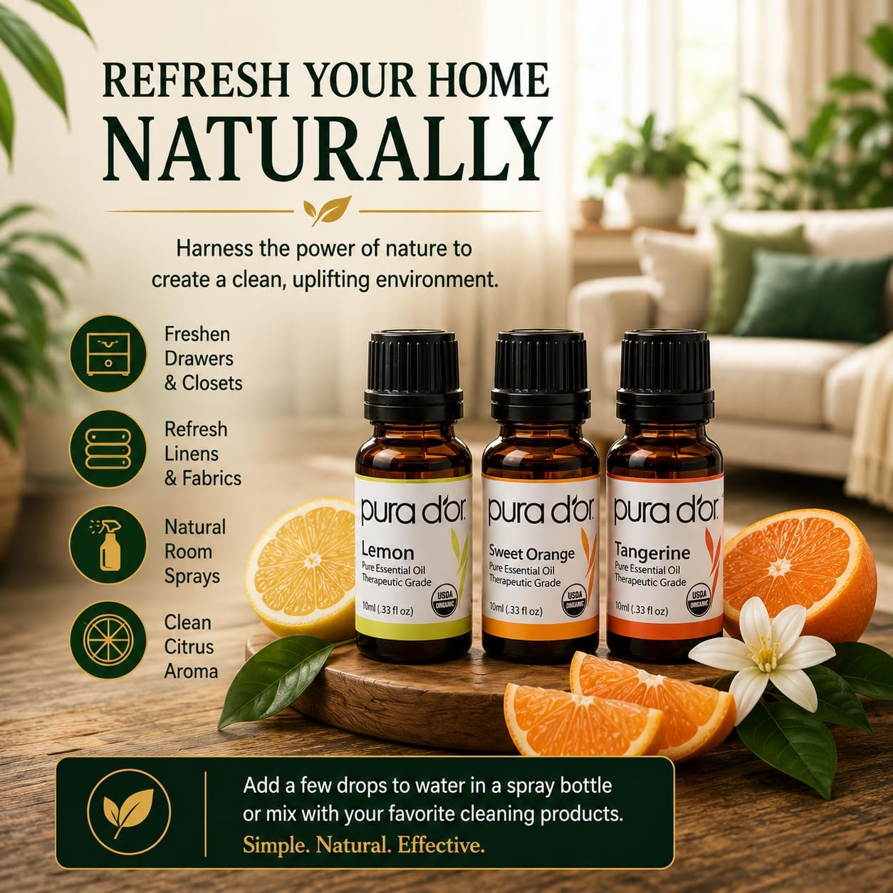 PURA D'OR Organic Perfect10 Essential Oils Aromatherapy Box Set, 10mL x10