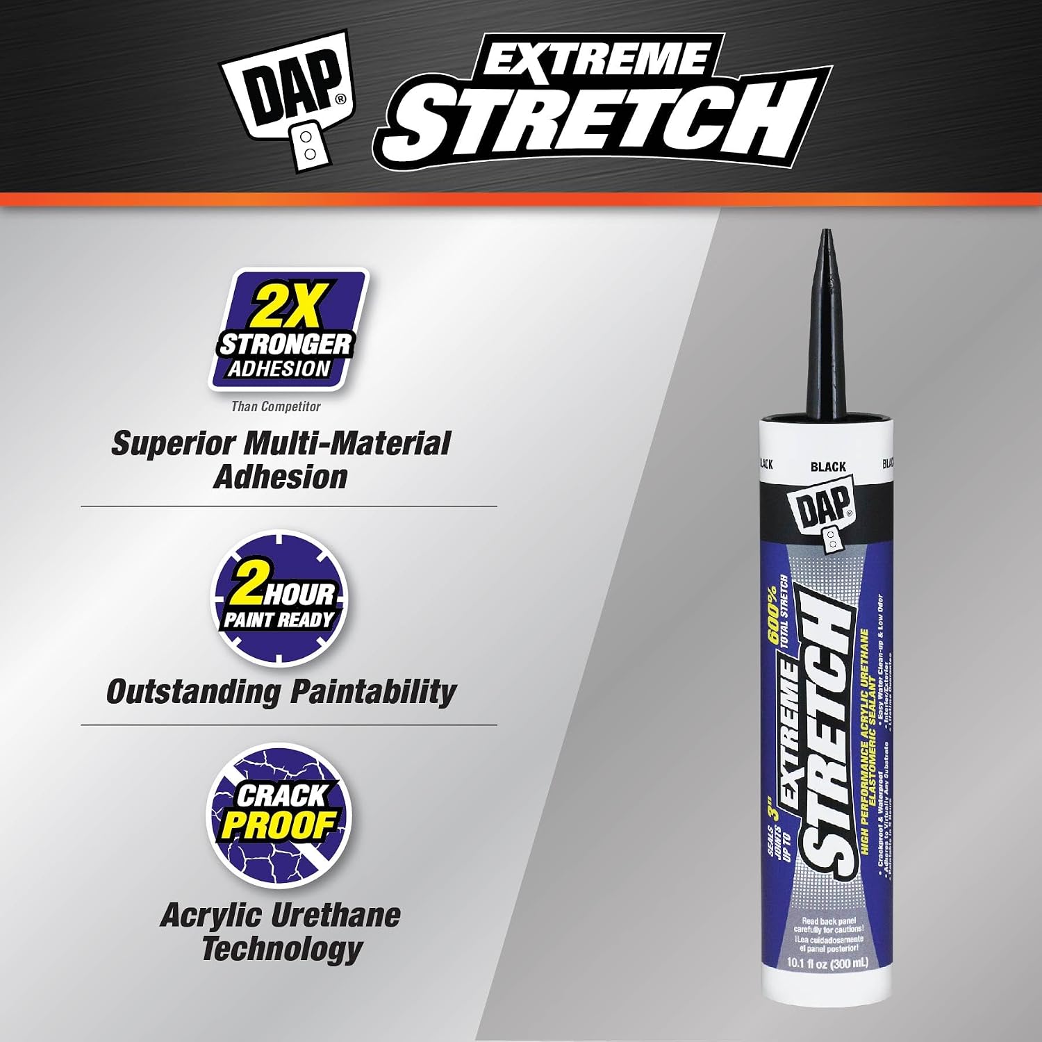 DAP Extreme Stretch Acrylic Urethane Premium Elastomeric Sealant, White, 10.1 Oz (7079818715)
