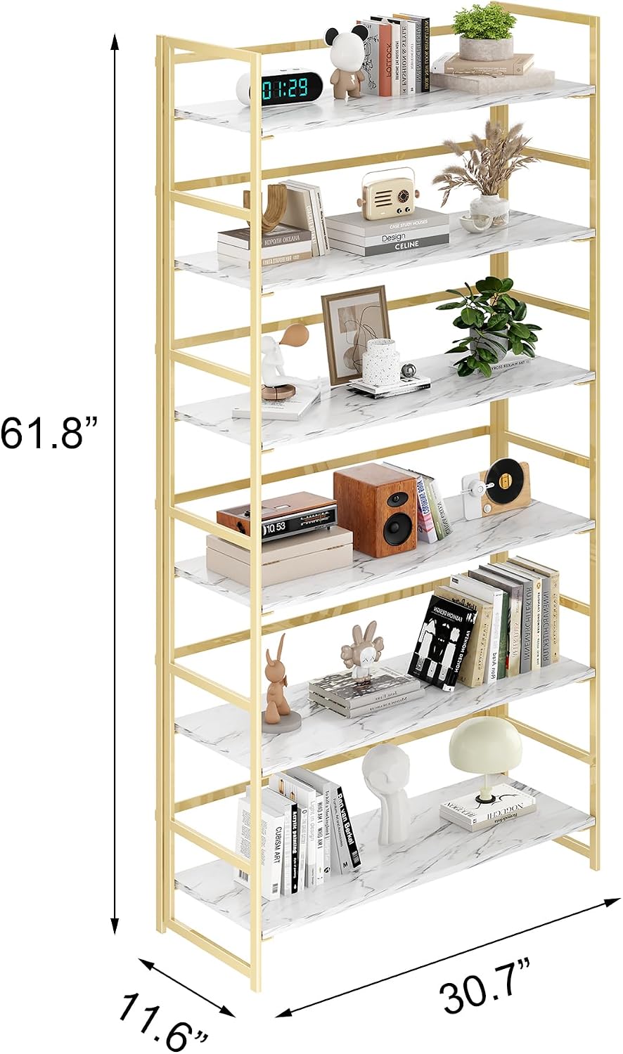 Vintage Multifunctional Folding Bookshelf, No-Assembly Plant Stand Storage Rack Shelves for Home Office (Fire, 5-Tier)