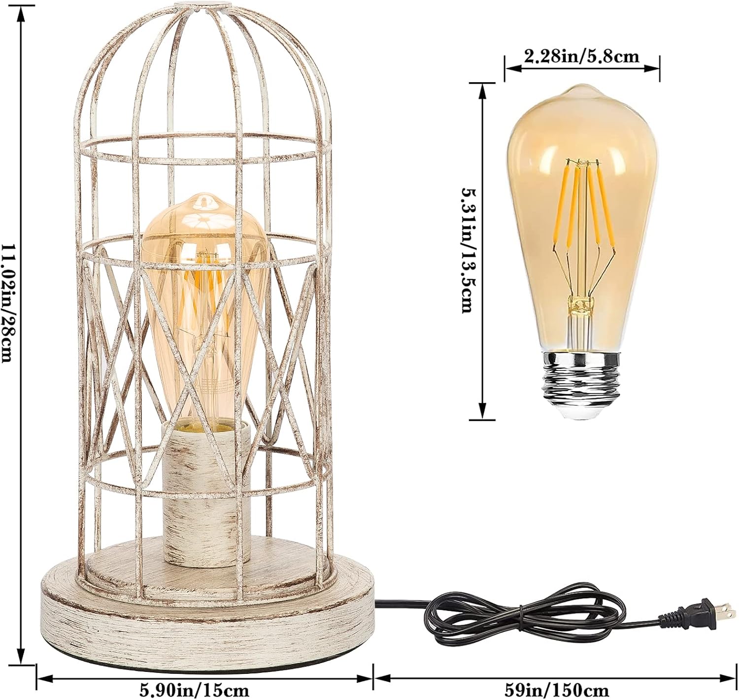 Touch Control Table Lamp, 3 Way Dimmable Lamp, Industrial Bedside Lamp