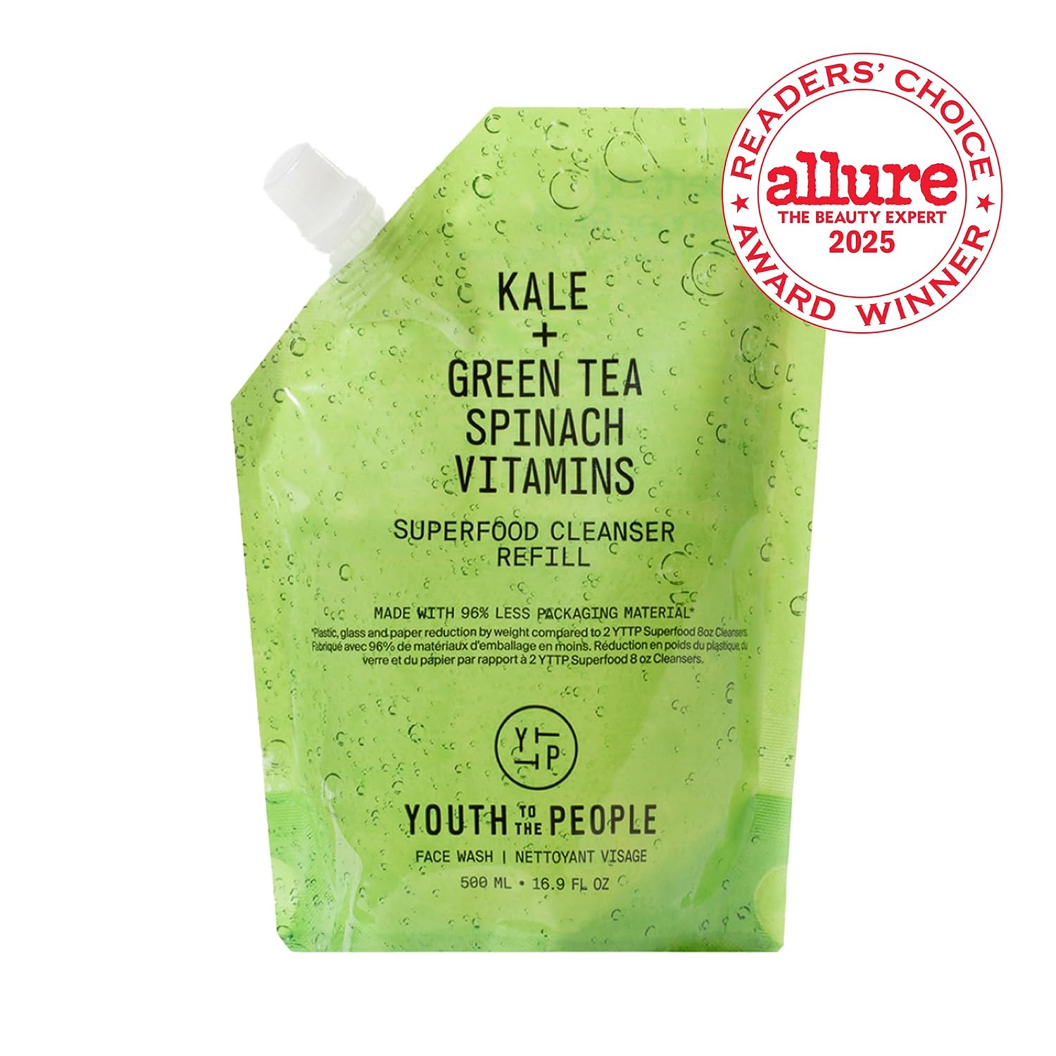 Youth To The People Superfood Cleanser - Kale + Spinach Hydrating Face Wash | Antioxidant-Rich Daily Facial Cleanser - Refillable, pH-balanced, Non-drying, Gentle Makeup Remover, All Skin Types, Vegan
