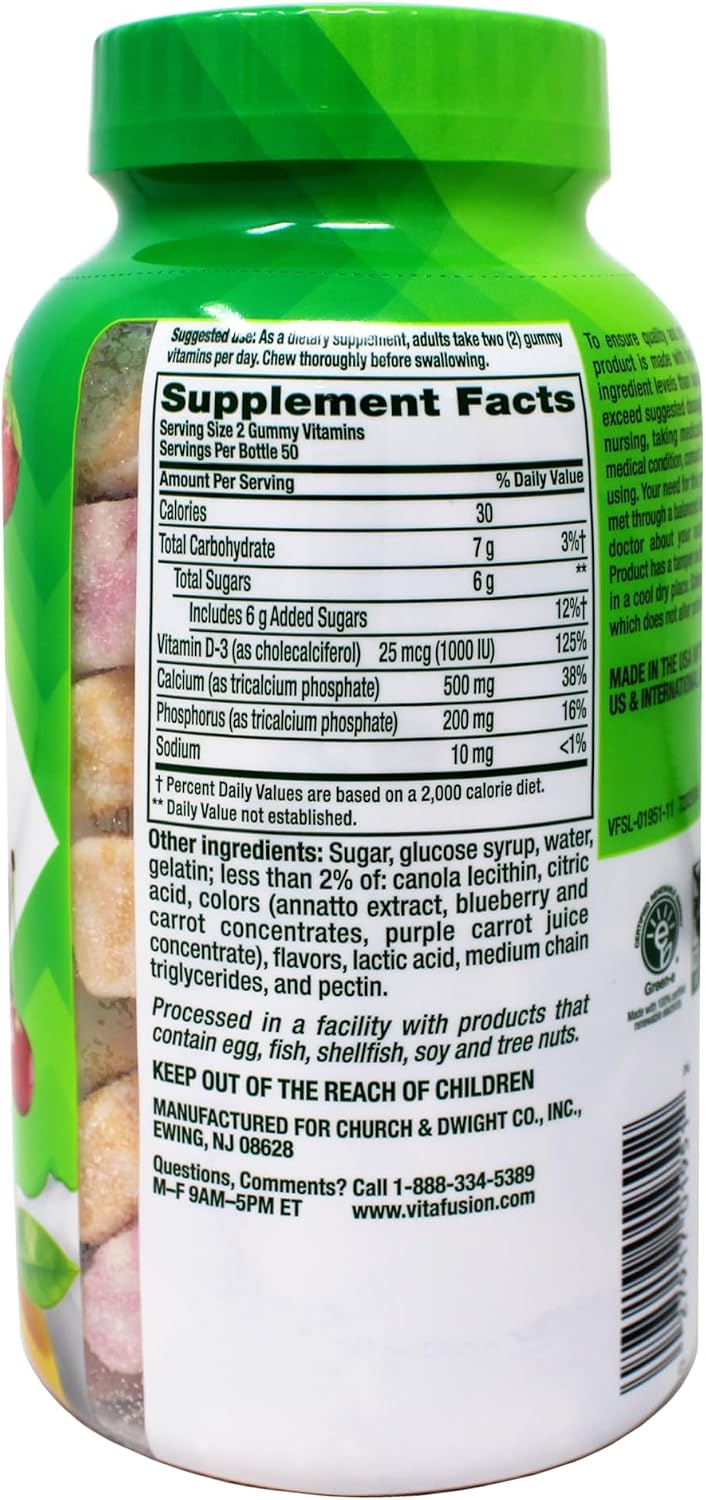 Vitafusion Gummies Calcium with Vitamin D3, 100 Count, Pack of 2