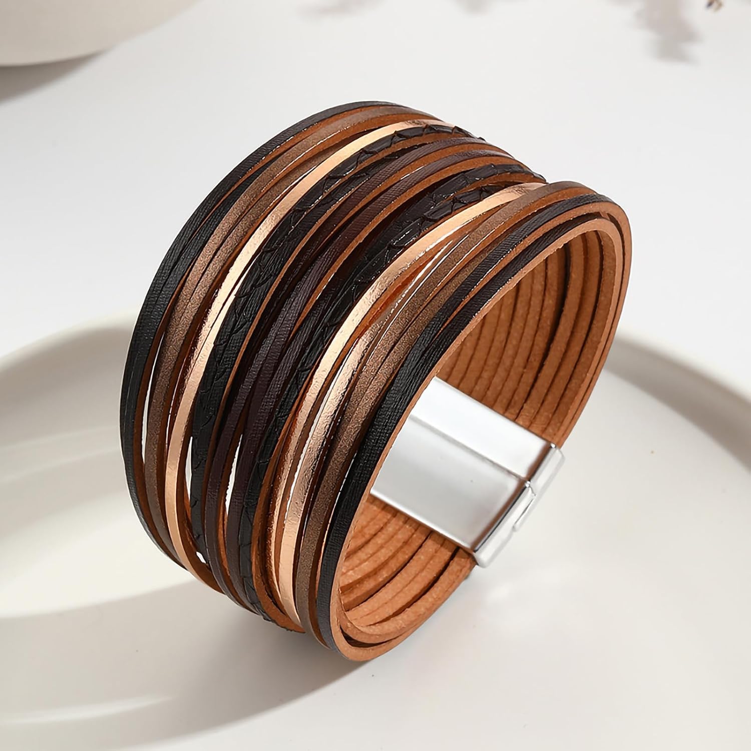 Fesciory Leather Wrap Bracelets for Women, Boho Western Layered Jewelry