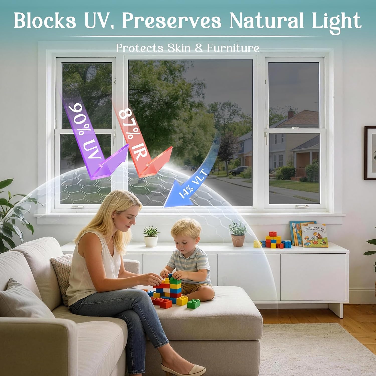 Haton Window Privacy Film, Stained Glass Rainbow Film, 17.5" x 78.7"