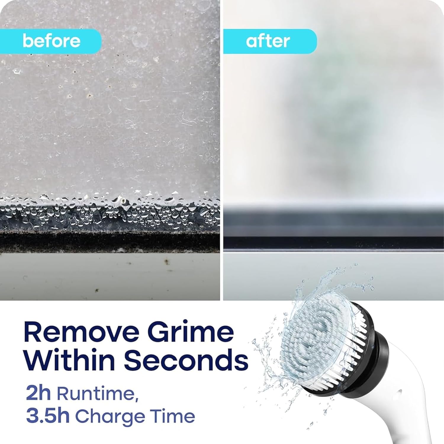 Electric Spin Scrubber for Cleaning with 7 Replaceable Heads | Adjustable Shower Brush with LED Display