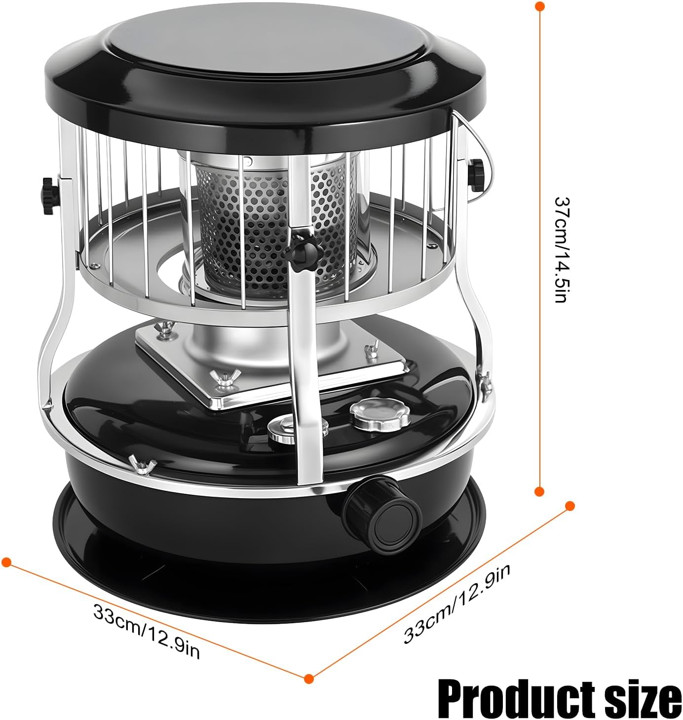 Indoor Kerosene Heater, Portable Kerosene Heater for Camping and Emergency, 9000 BTU 2400W Output with 1.21 Gallon Fuel Tank, 18–22 Hour Burn, 0.2–0.24L/H Consumption (Red)