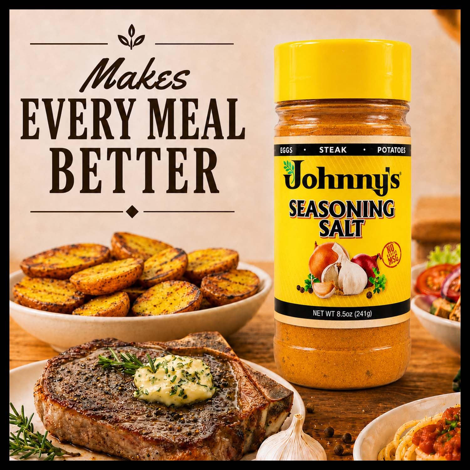 Johnny's - Fine Seasoning Salt - 8.5 oz | Classic All-Purpose Seasoning, Great For Meats, Vegetables, Fries, Soups, Grilling