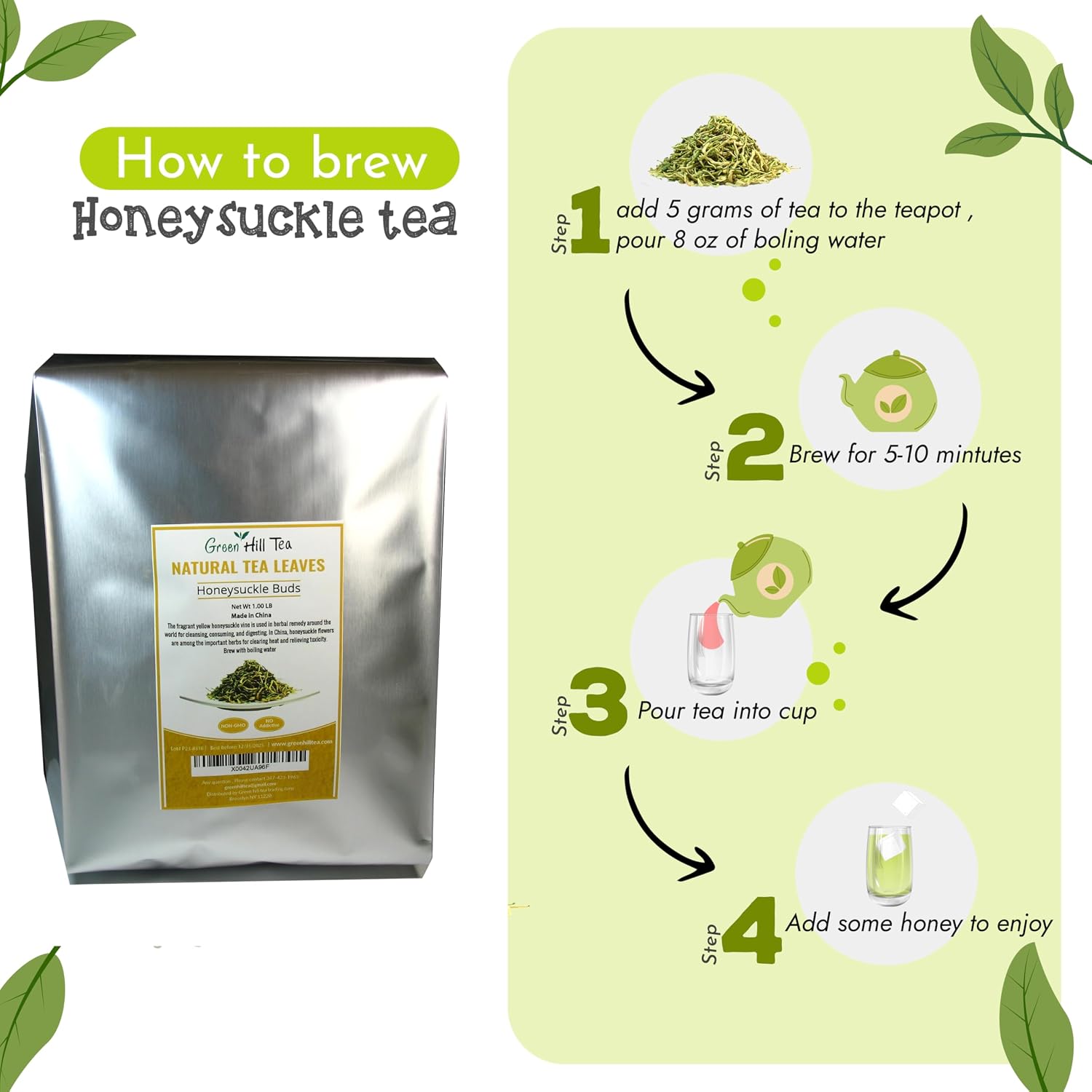 Green Hill Tea Osmanthus Flower Dried – Premium– Fragrant Osmanthus Dried Flowers -Loose Leaf Tea – 100% Pure, Natural, Non-GMO – Great for Brewing, Baking & Infusions 4 OZ