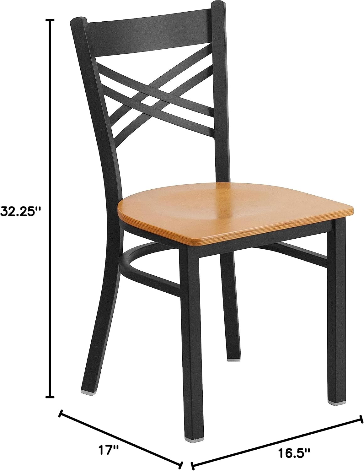 Flash Furniture Hercules Series "X" Back Metal Restaurant Chairs, Modern Upholstered Armless Dining Chairs for Restaurants/Kitchens, Set of 2, Black