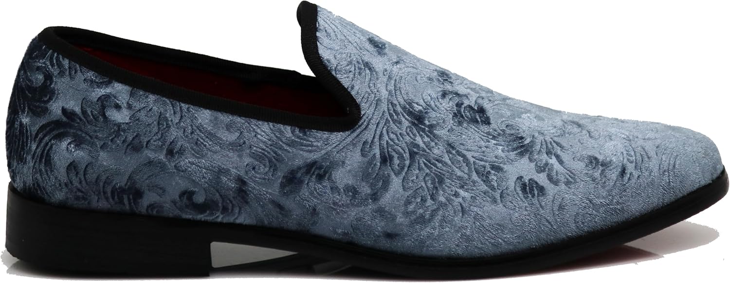 SPK35 Men's Vintage Velvet Flower Designer Dress Loafers Slip On Shoes Classic Tuxedo Dress Shoes