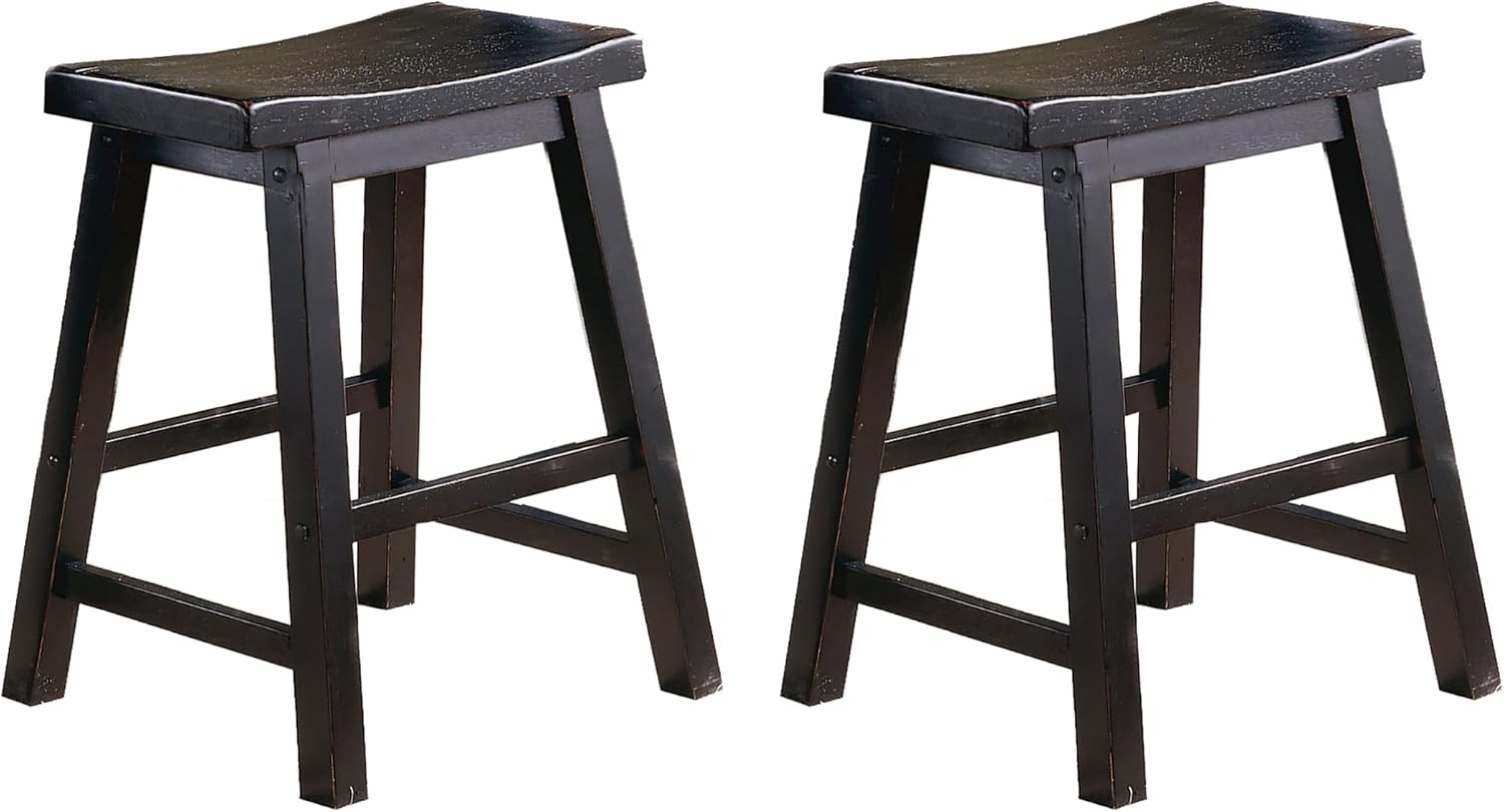 Homelegance Saddleback 24-Inch Height Barstool, Cherry, Set of 2