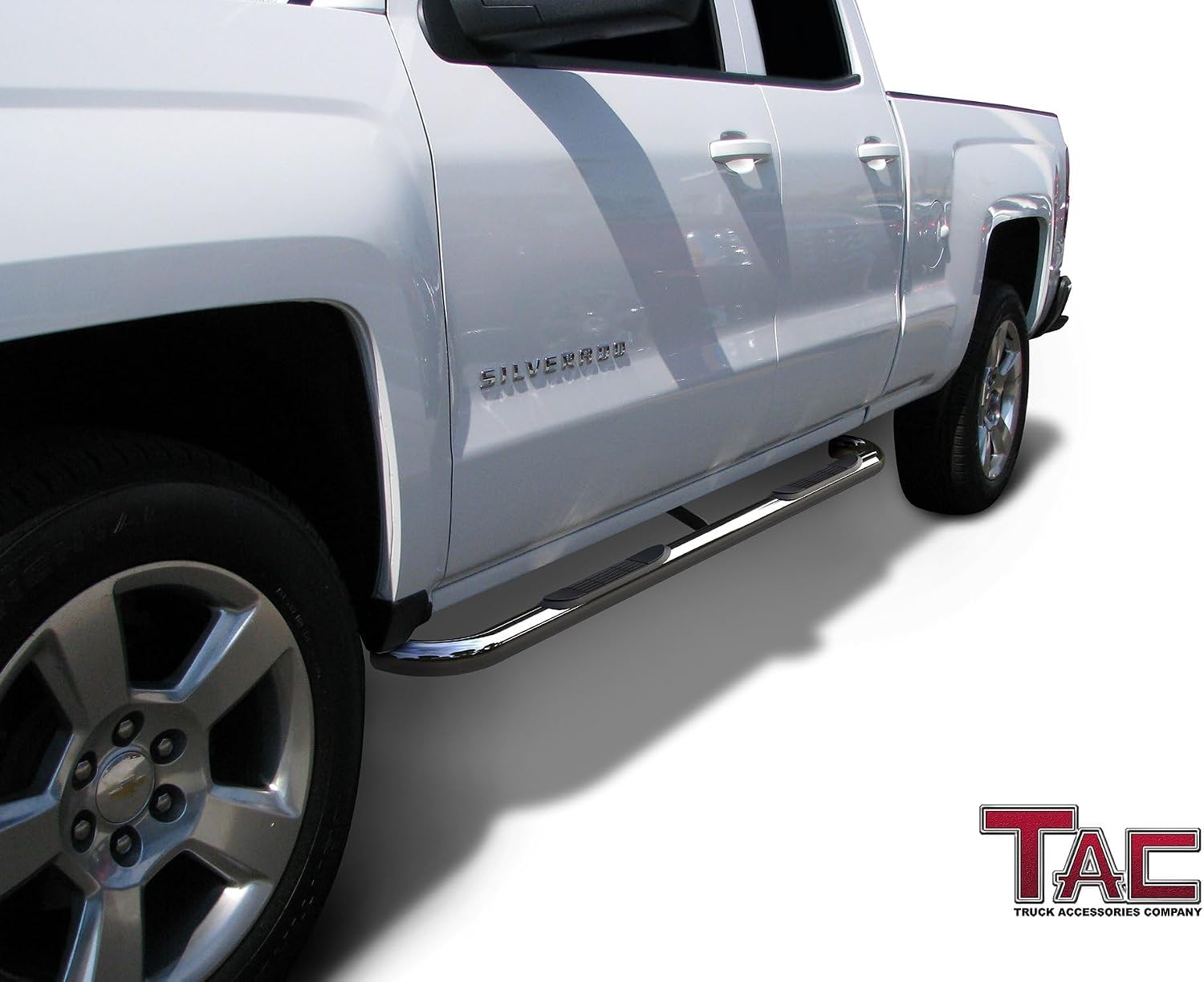 TAC Side Steps Fit Chevy Silverado/GMC Sierra 1999-2018 1500 & 1999-2019 2500/3500 Extended/Double Cab (Excluding C/K Classic) (Body Mount) Truck Pickup 3" Black Side Bars Nerf Bars 2 Pieces