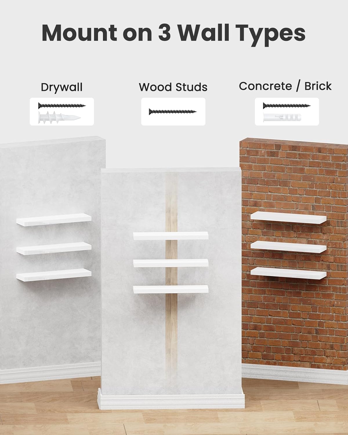 AMADA HOMEFURNISHING Floating Shelves, Wall Shelves for Bathroom/Living Room/Bedroom/Kitchen Decor