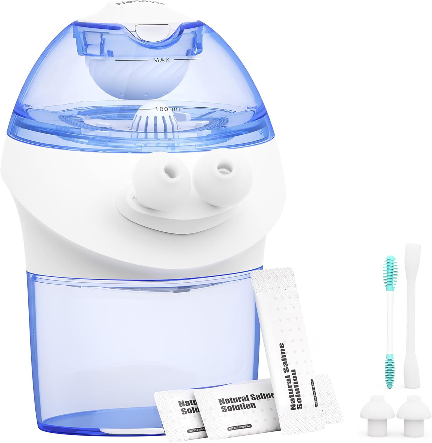 Rechargeable Nasal Irrigation System with 15 Saline Packets, Upgraded Sinus Rinse Kit with 40° Auto-Stop & Self-Cleaning, Nose Cleaner for Relieving Nasal Discomfort, Portable for Home & Travel