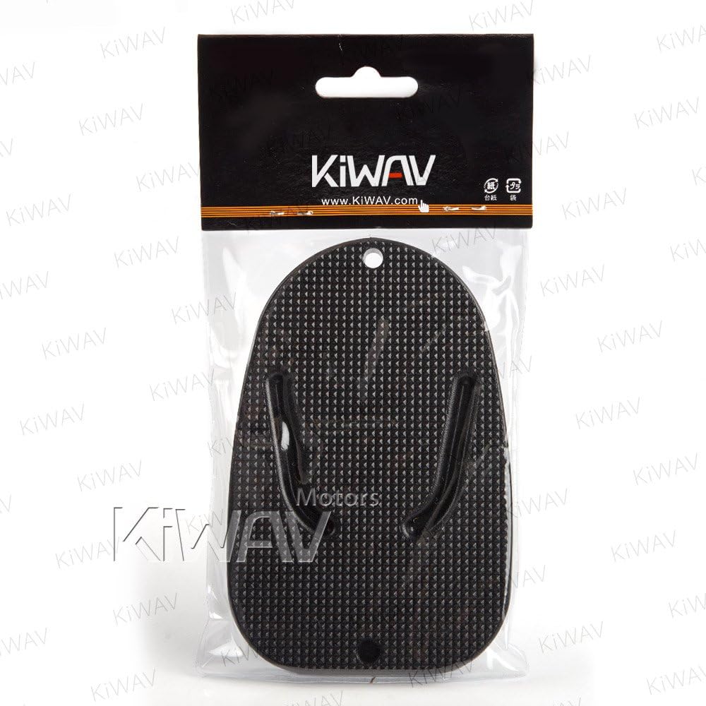 KiWAV Motorcycle Kickstand Pad Plate Support Accessory - Black - Soft Ground, Grass, Hot Pavement, Outdoor Parking, Anti Sinking