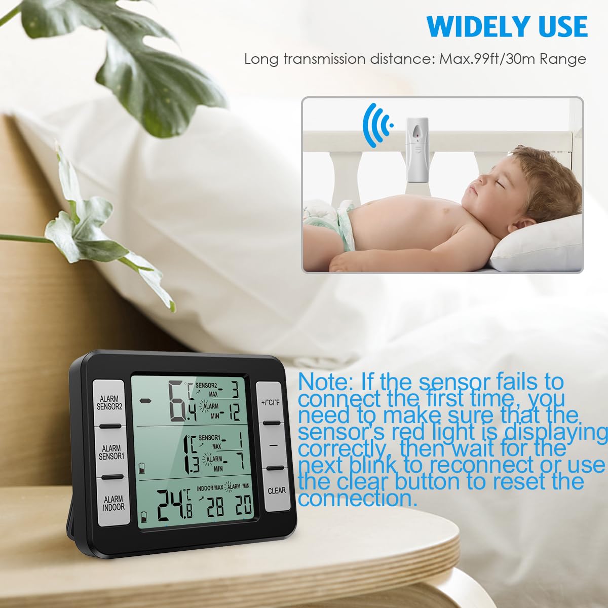AMIR Refrigerator Thermometer, Wireless Indoor Outdoor Thermometer